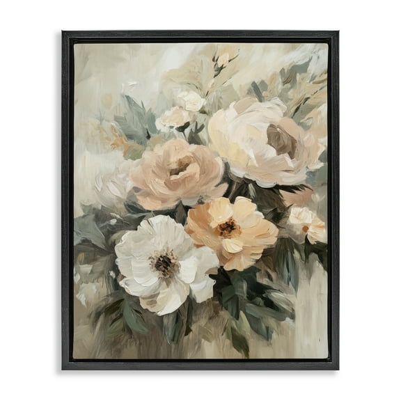 Stupell Industries Brushed Spring Bouquet Plants & Flowers Painting Black Floater Framed Canvas Art Print Wall Art, 17 x 21