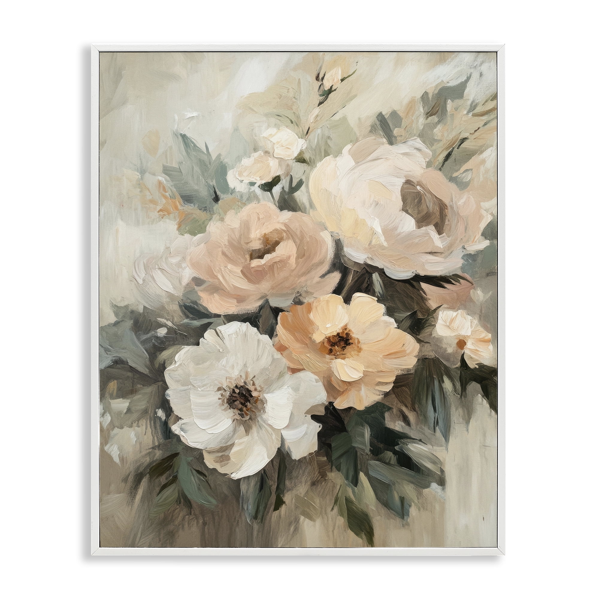 Stupell Industries Brushed Spring Bouquet Plants & Flowers Painting White Framed Art Print Wall Art, 16 x 20