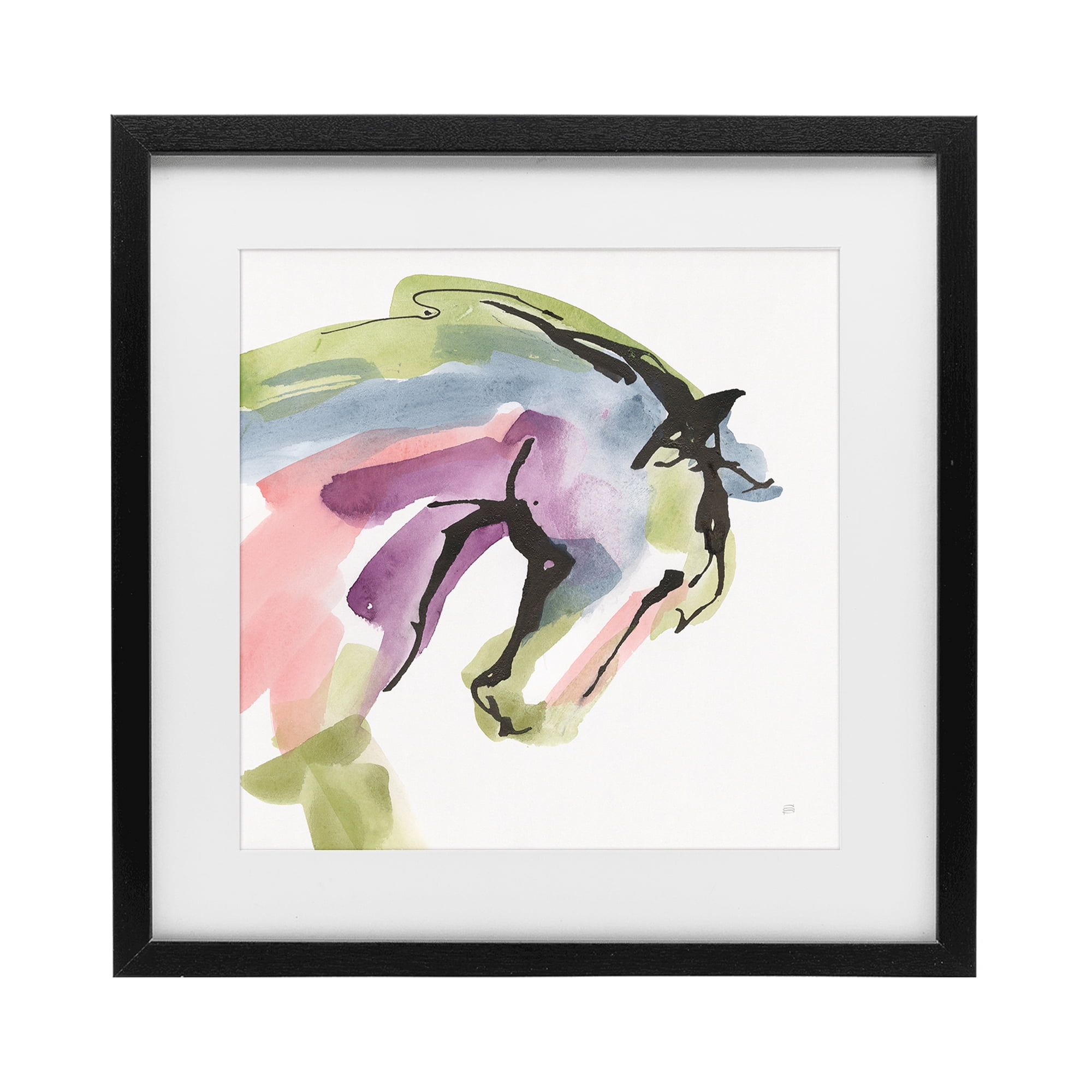 Stupell Industries Brushstroke Horse in Motion Black Framed Print Under Glass, design by Chris Paschke
