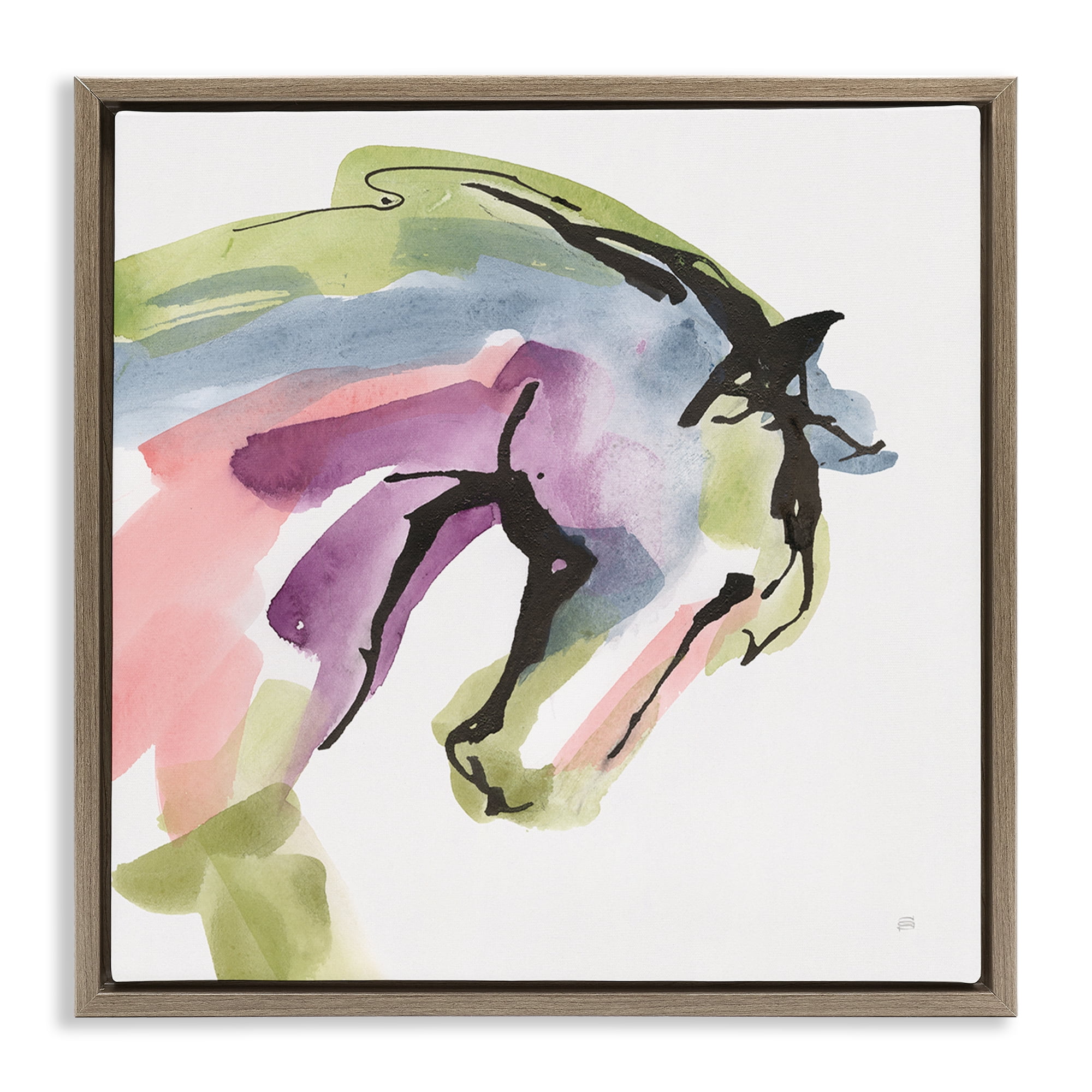 Stupell Industries Brushstroke Horse in Motion Brown Framed Floater Canvas Wall Art, design by Chris Paschke