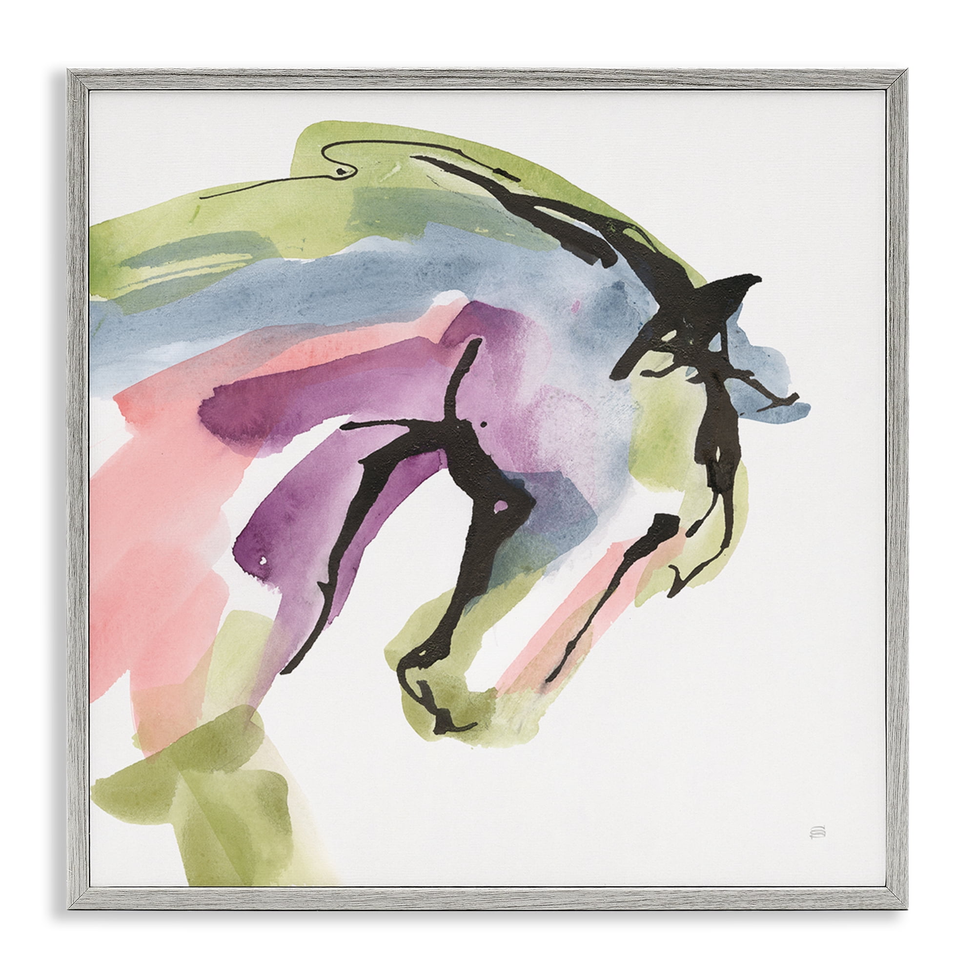 Stupell Industries Brushstroke Horse in Motion Gray Framed Giclee Art, design by Chris Paschke