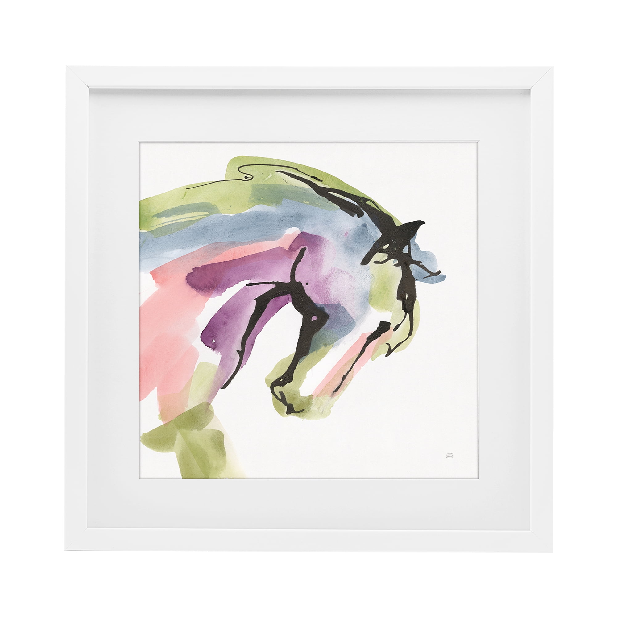 Stupell Industries Brushstroke Horse in Motion White Framed Print Under Glass, design by Chris Paschke