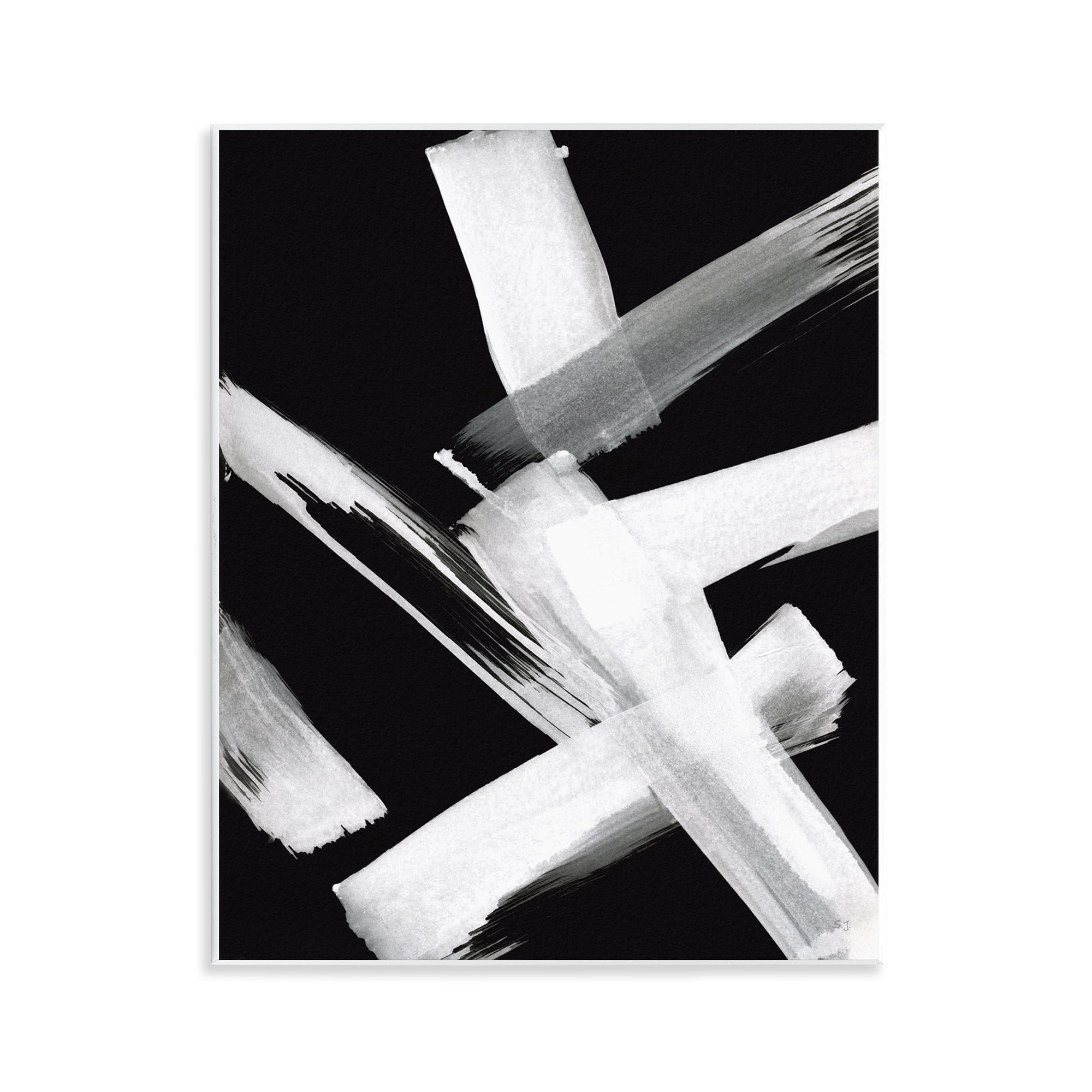 Stupell Industries Brushstrokes on Black Abstract Painting Unframed Art Print Wall Art, 11 x 14
