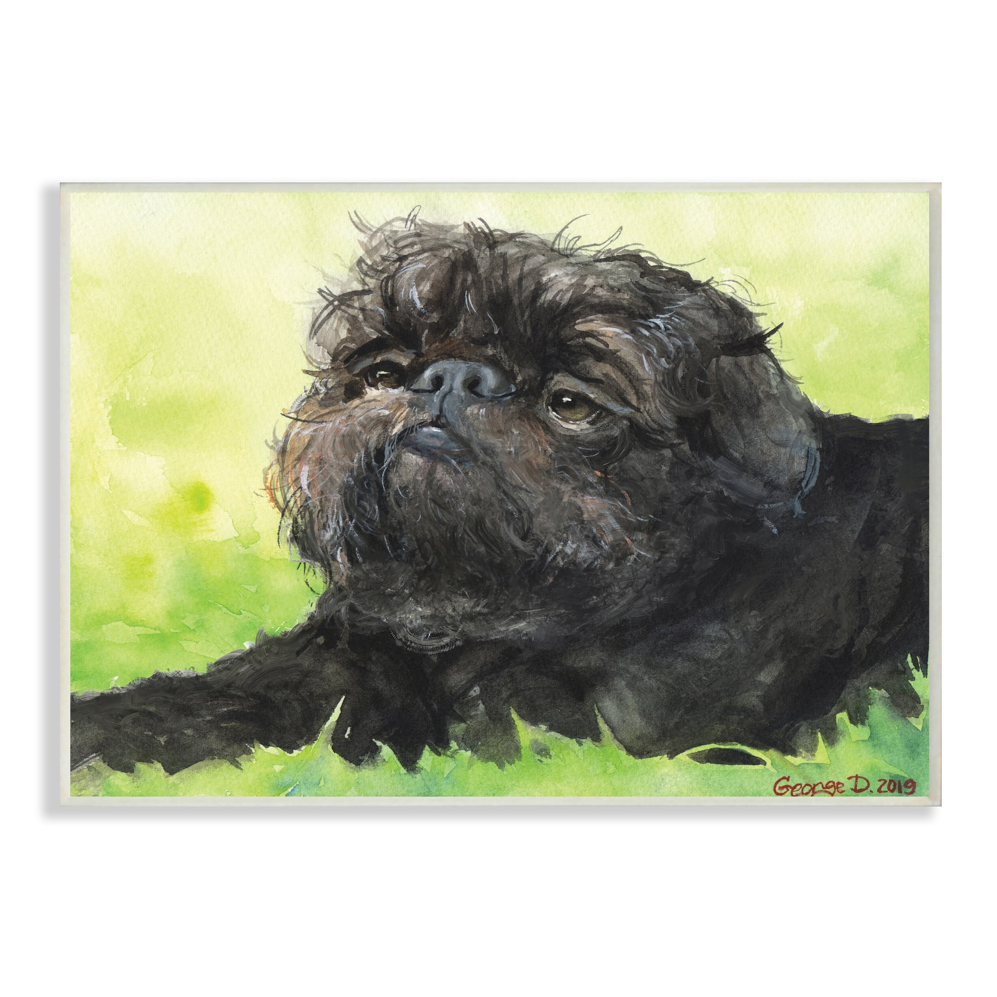 Stupell Industries Brussel Griffon Pet Dog Portrait Green Black Wall Plaque, 13 x 19, Design by George Dyachenko