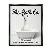 Stupell Industries Bubble Bath Ad Llama Animals & Insects Painting Black Floater Framed Art Print Wall Art, 17 x 21