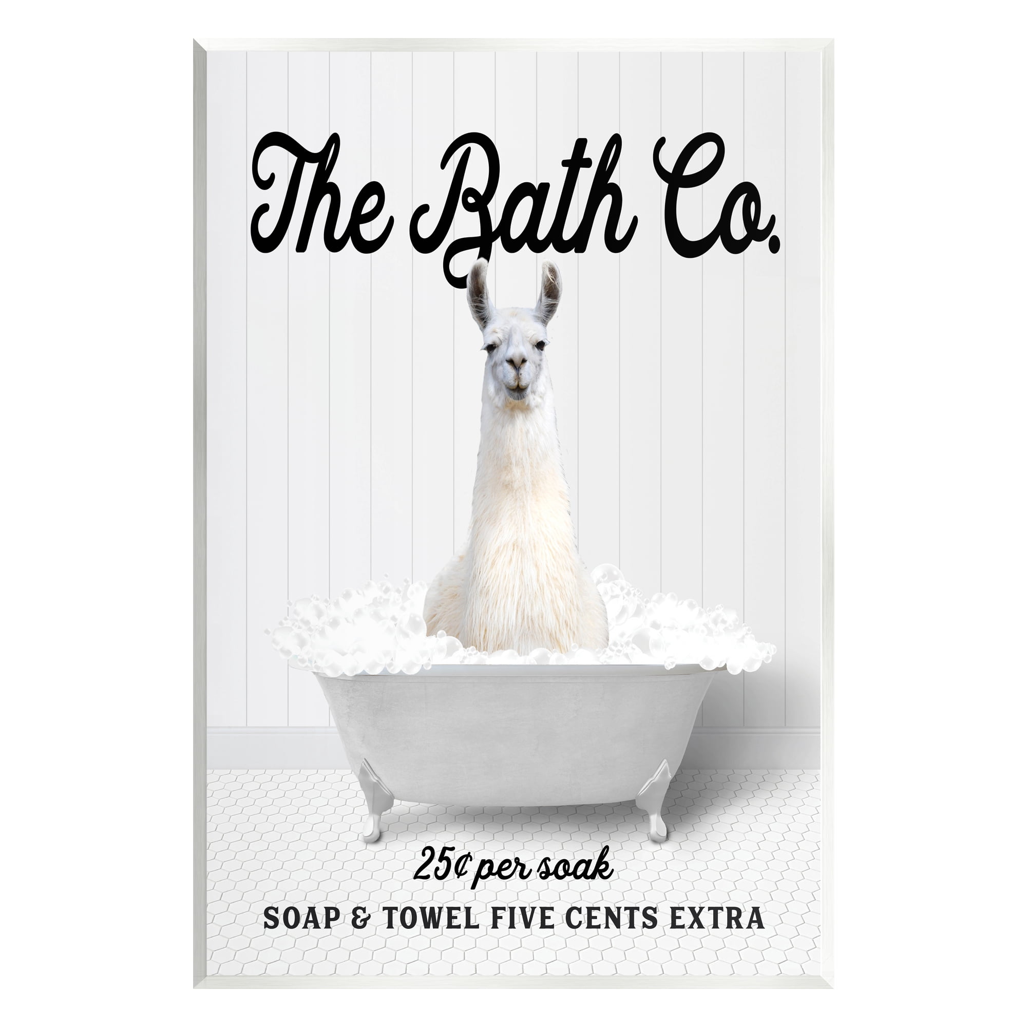 Stupell Industries Bubble Bath Ad Llama Animals & Insects Painting Unframed Art Print Wall Art, 13 x 19