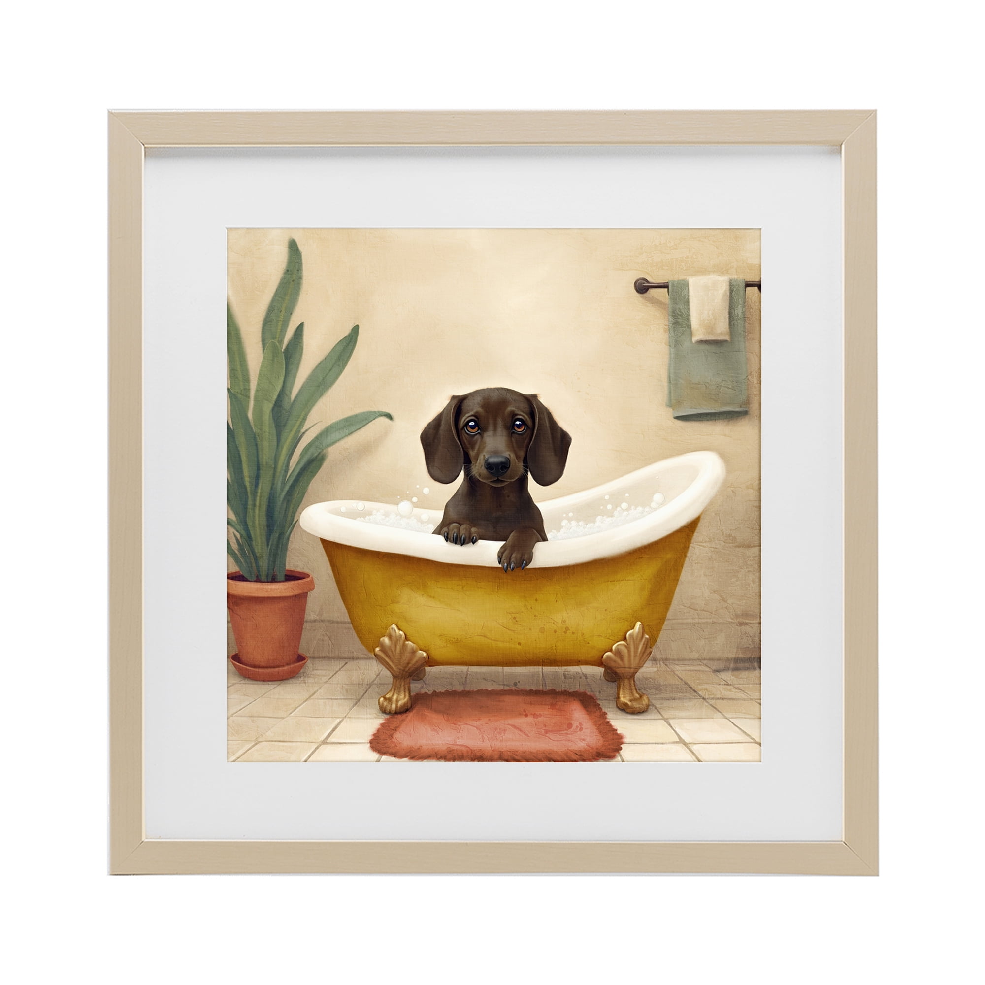 Stupell Industries Bubble Bath Brown Dog Birch Framed Print Under Glass, design by Kim Allen