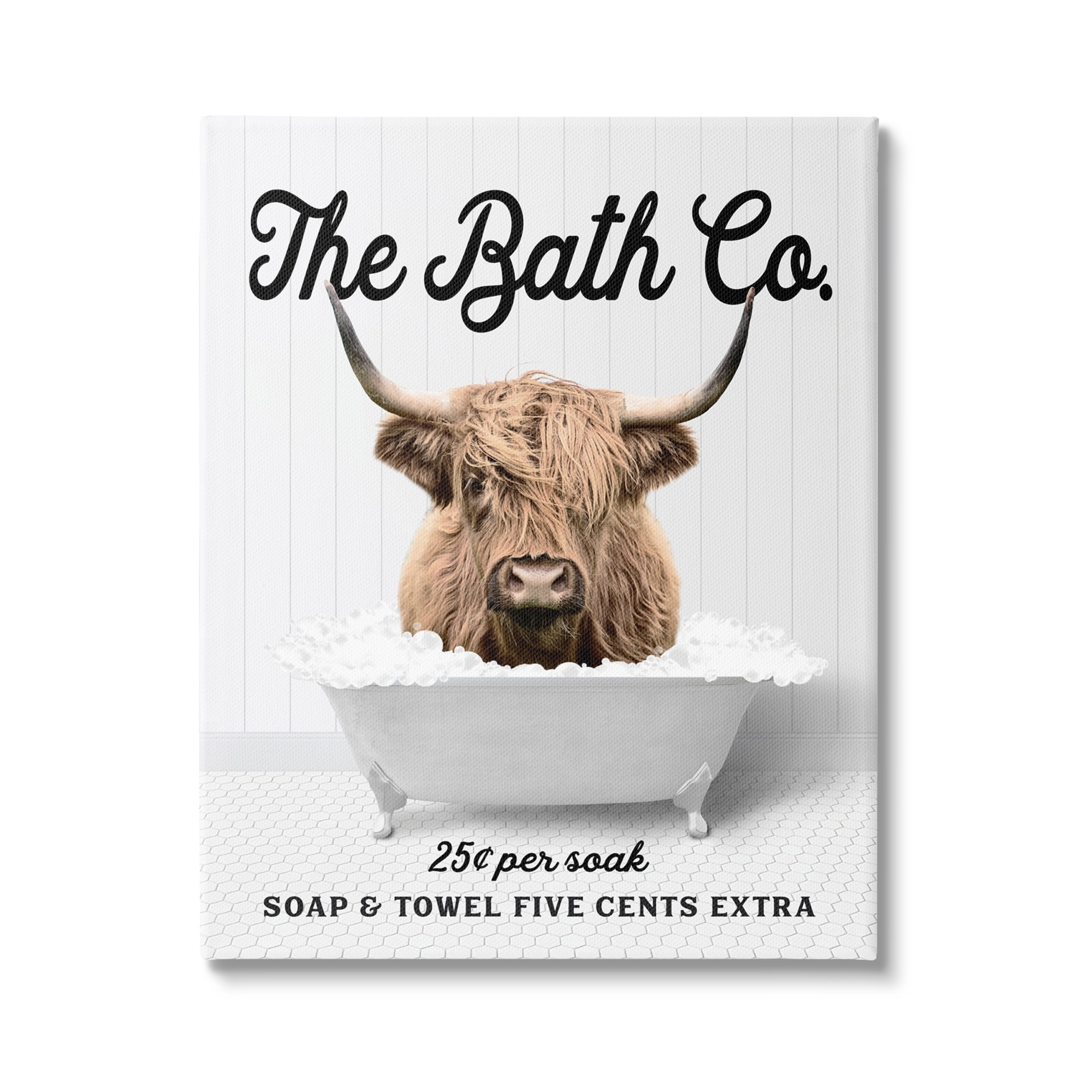 Stupell Industries Bubble Bath Cattle Animals & Insects Painting Gallery Wrapped Canvas Print Wall Art, 36 x 48