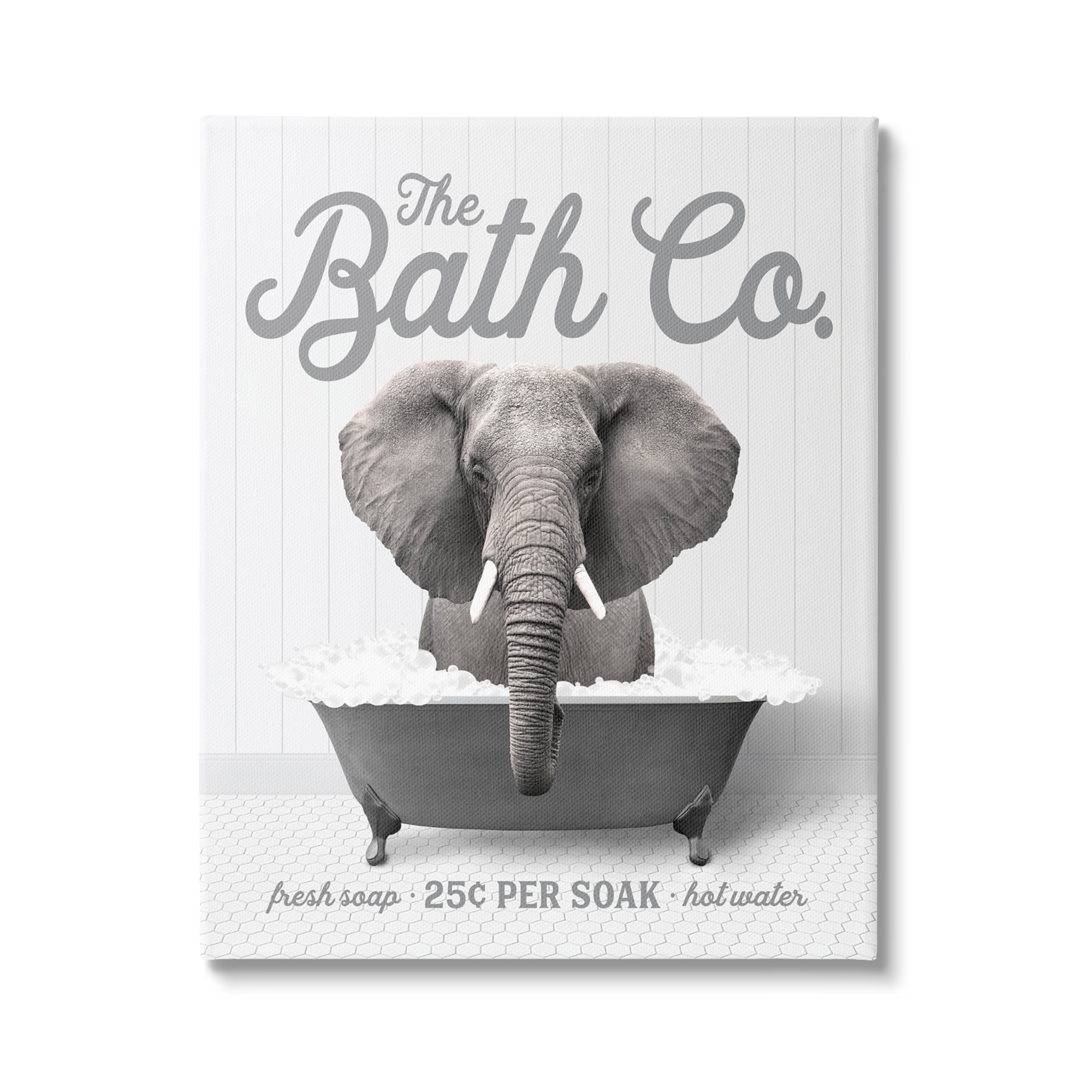 Stupell Industries Bubble Bath Elephant Animals & Insects Painting Gallery Wrapped Canvas Print Wall Art, 16 x 20