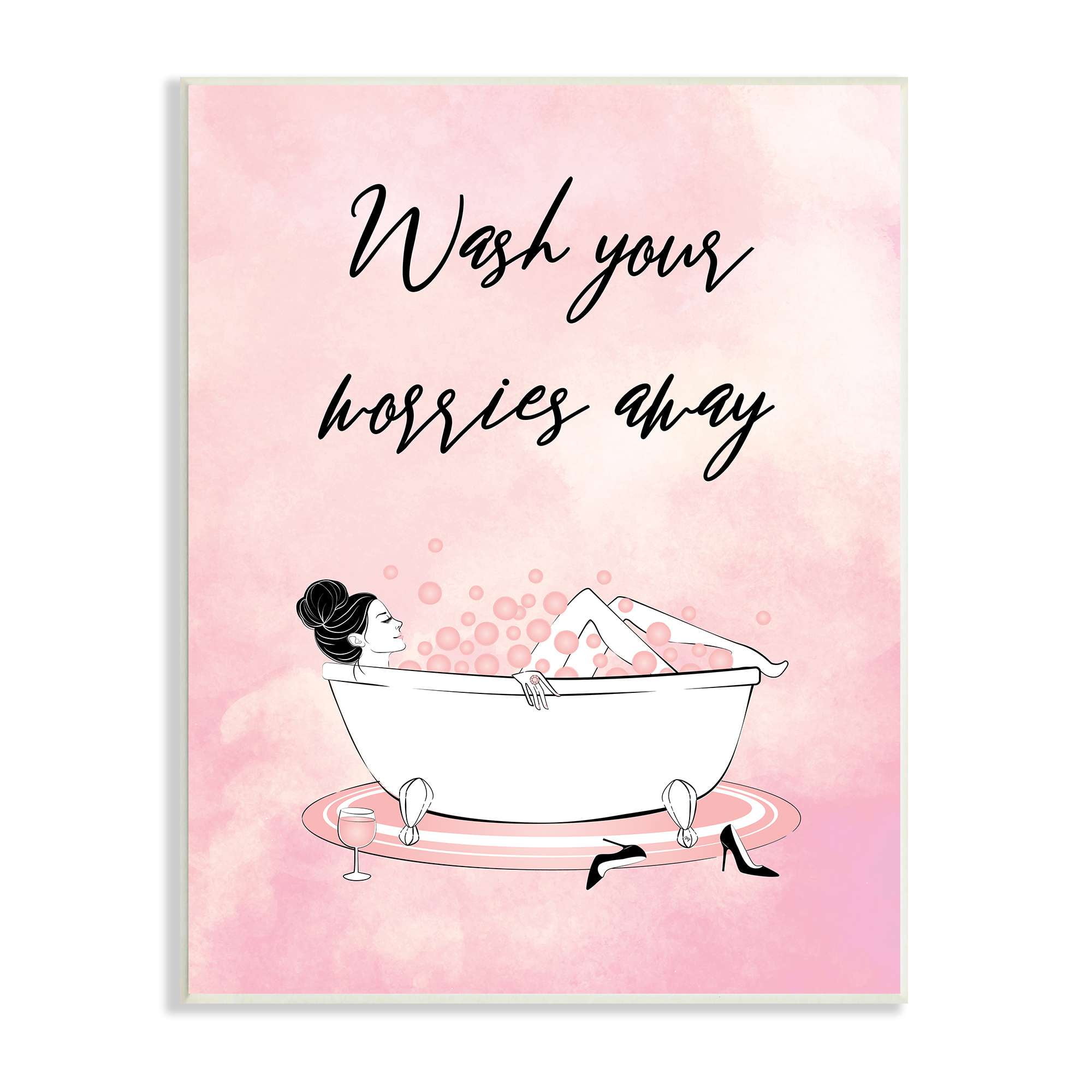 Stupell Industries Bubble Bath Glam Pink Bubbles Female Lounging, 10 x 15, Designed by Martina Pavlova