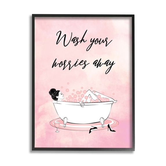 Stupell Industries Bubble Bath Glam Pink Bubbles Female Lounging, 11 x 14, Designed by Martina Pavlova