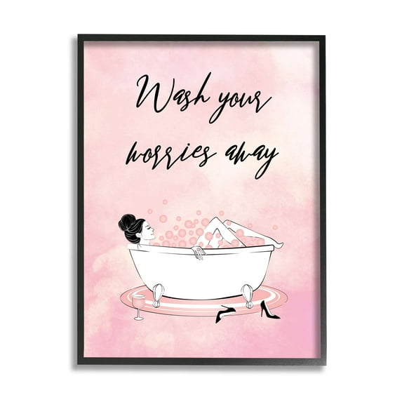 Stupell Industries Bubble Bath Glam Pink Bubbles Female Lounging, 16 x 20, Designed by Martina Pavlova