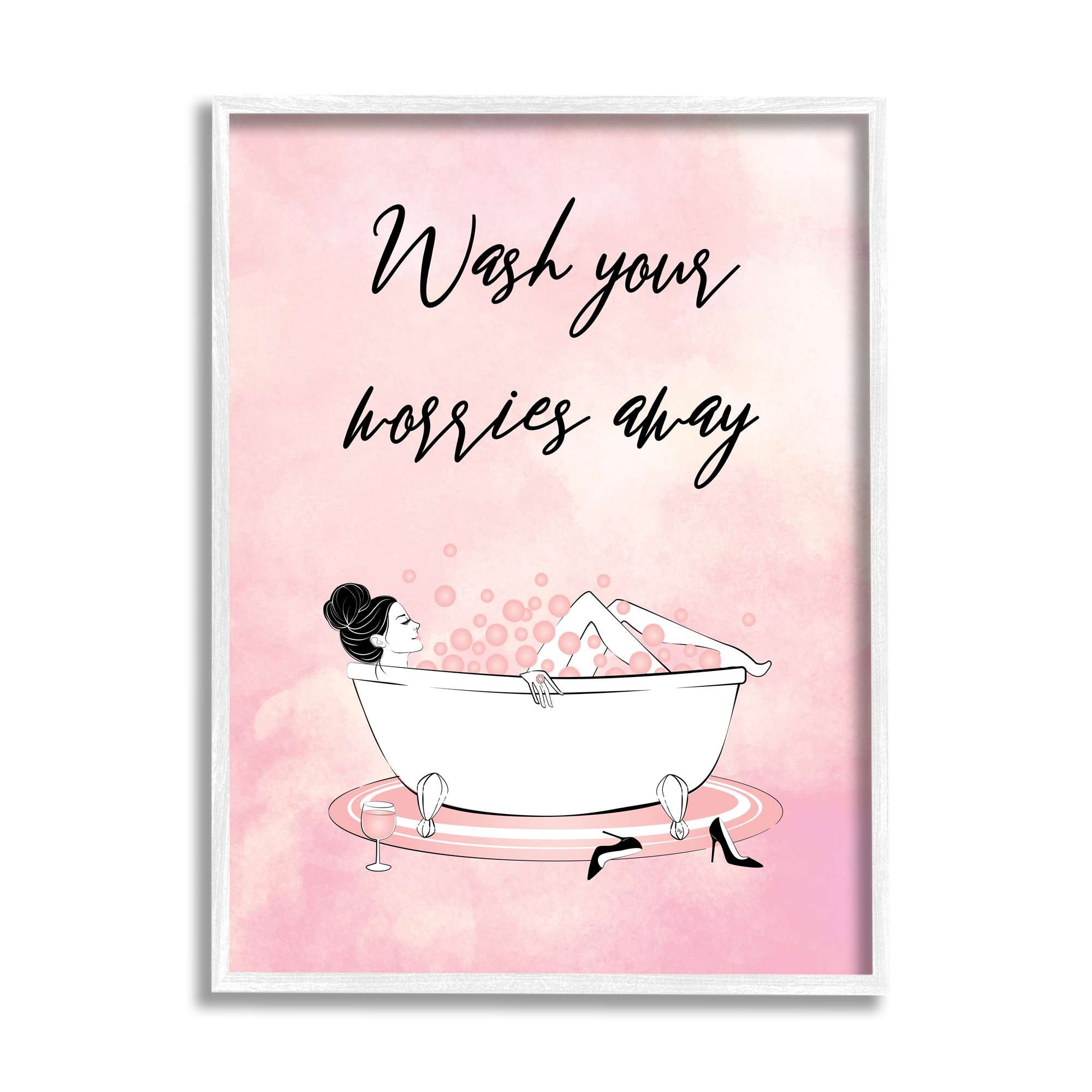 Stupell Industries Bubble Bath Glam Pink Bubbles Female Lounging, 24 x 30, Designed by Martina Pavlova
