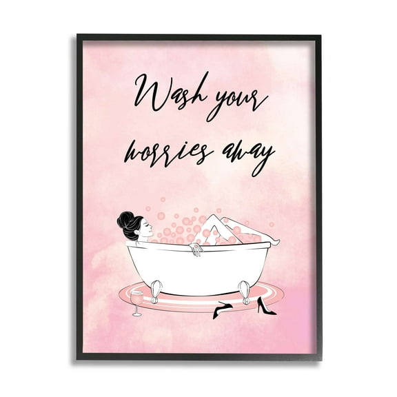Stupell Industries Bubble Bath Glam Pink Bubbles Female Lounging, 24 x 30, Designed by Martina Pavlova