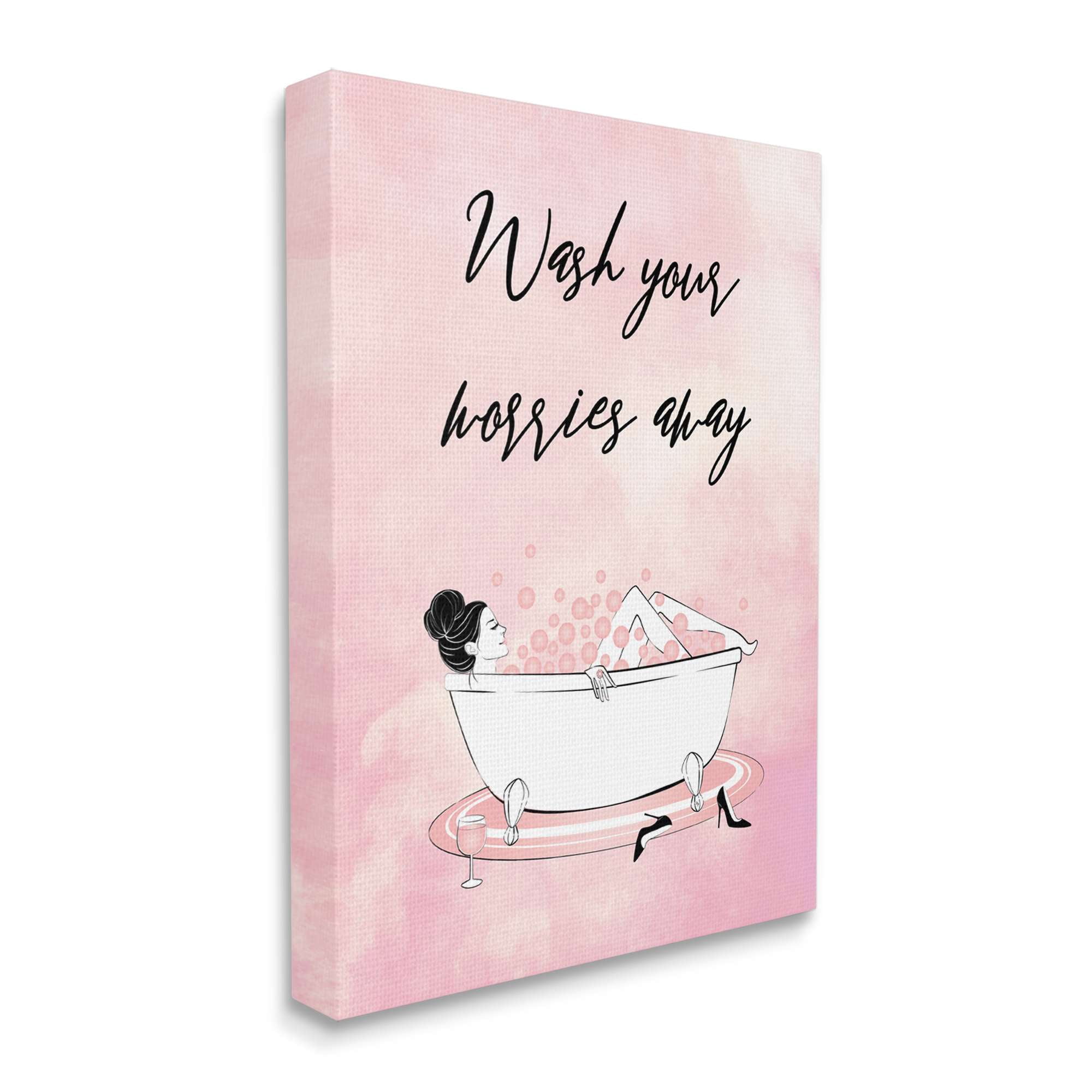 Stupell Industries Bubble Bath Glam Pink Bubbles Female Lounging, 30 x 40, Designed by Martina Pavlova