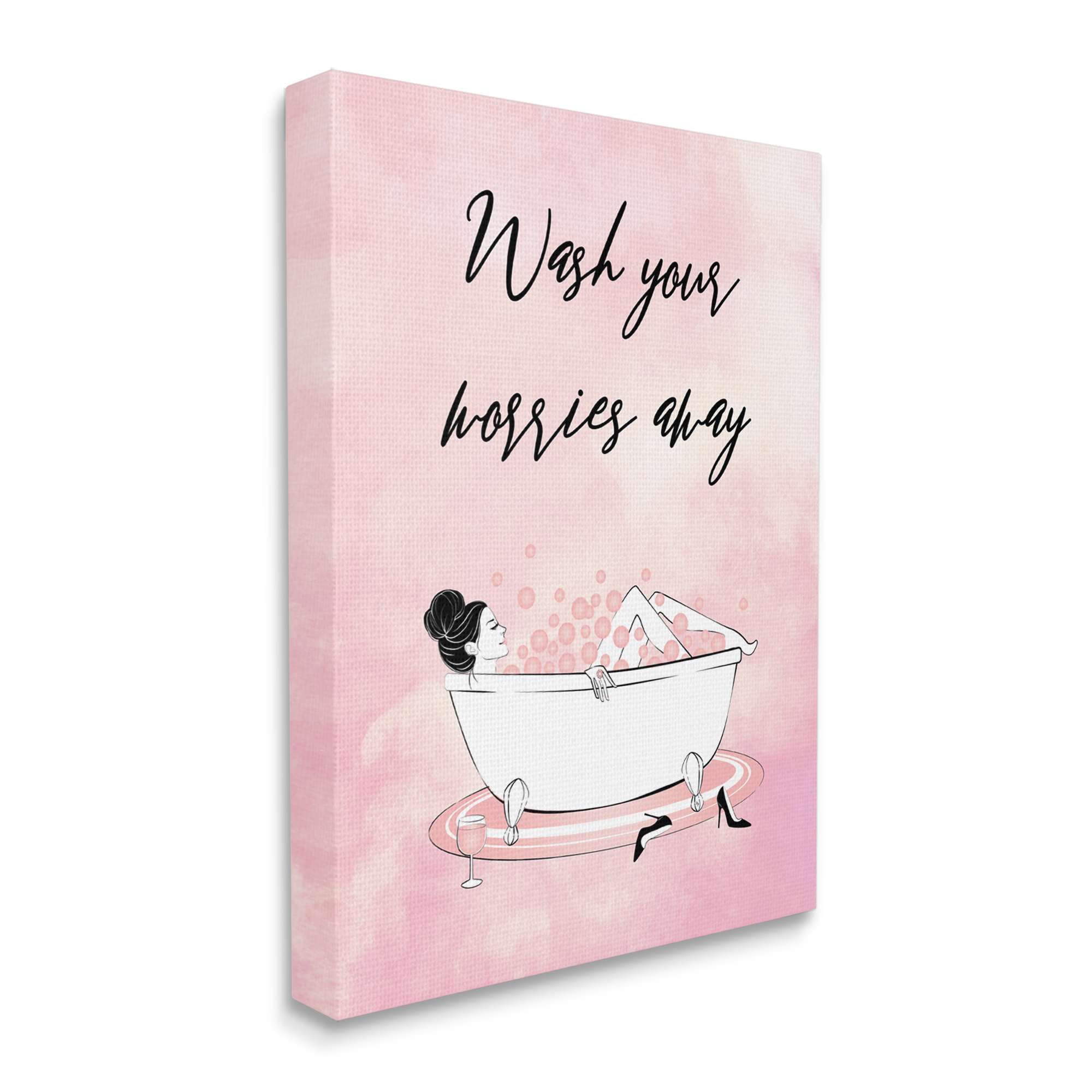 Stupell Industries Bubble Bath Glam Pink Bubbles Female Lounging, 36 x 48, Designed by Martina Pavlova