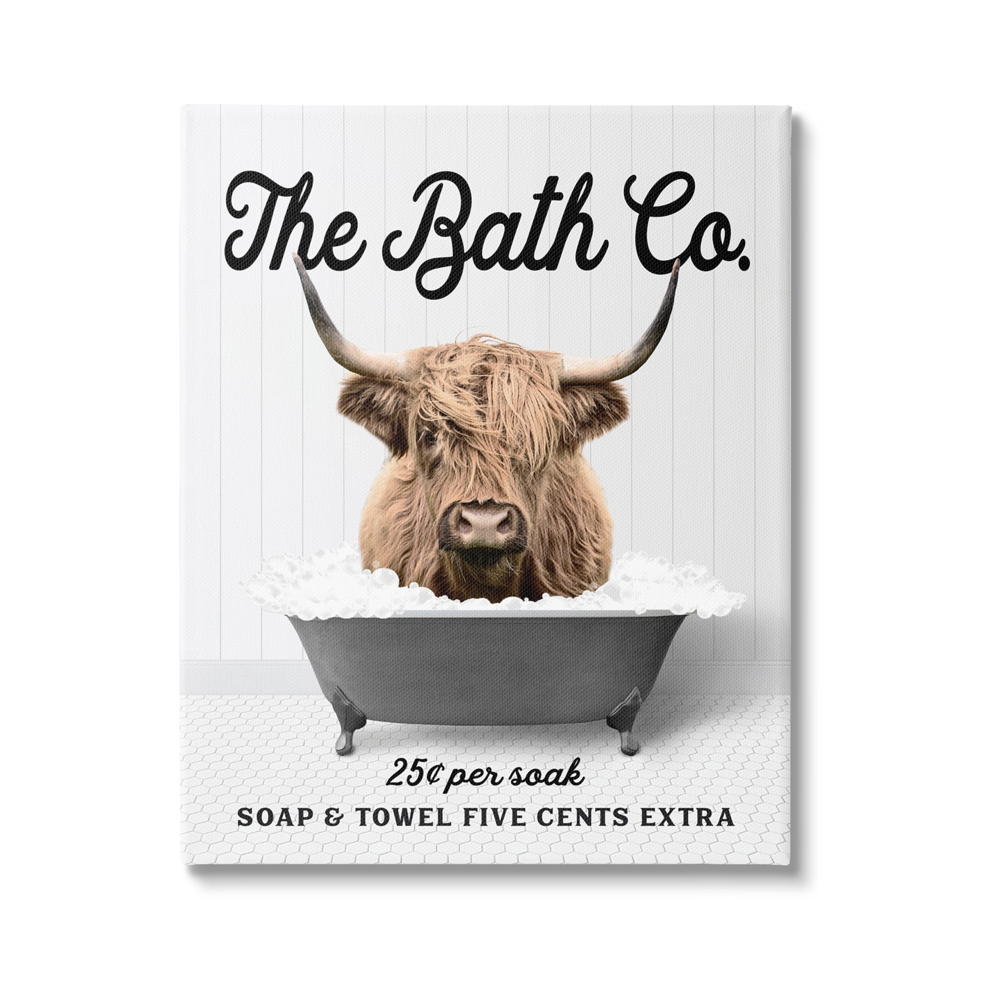 Stupell Industries Bubble Bath Highland Cow Animals & Insects Painting Gallery Wrapped Canvas Print Wall Art, 16 x 20