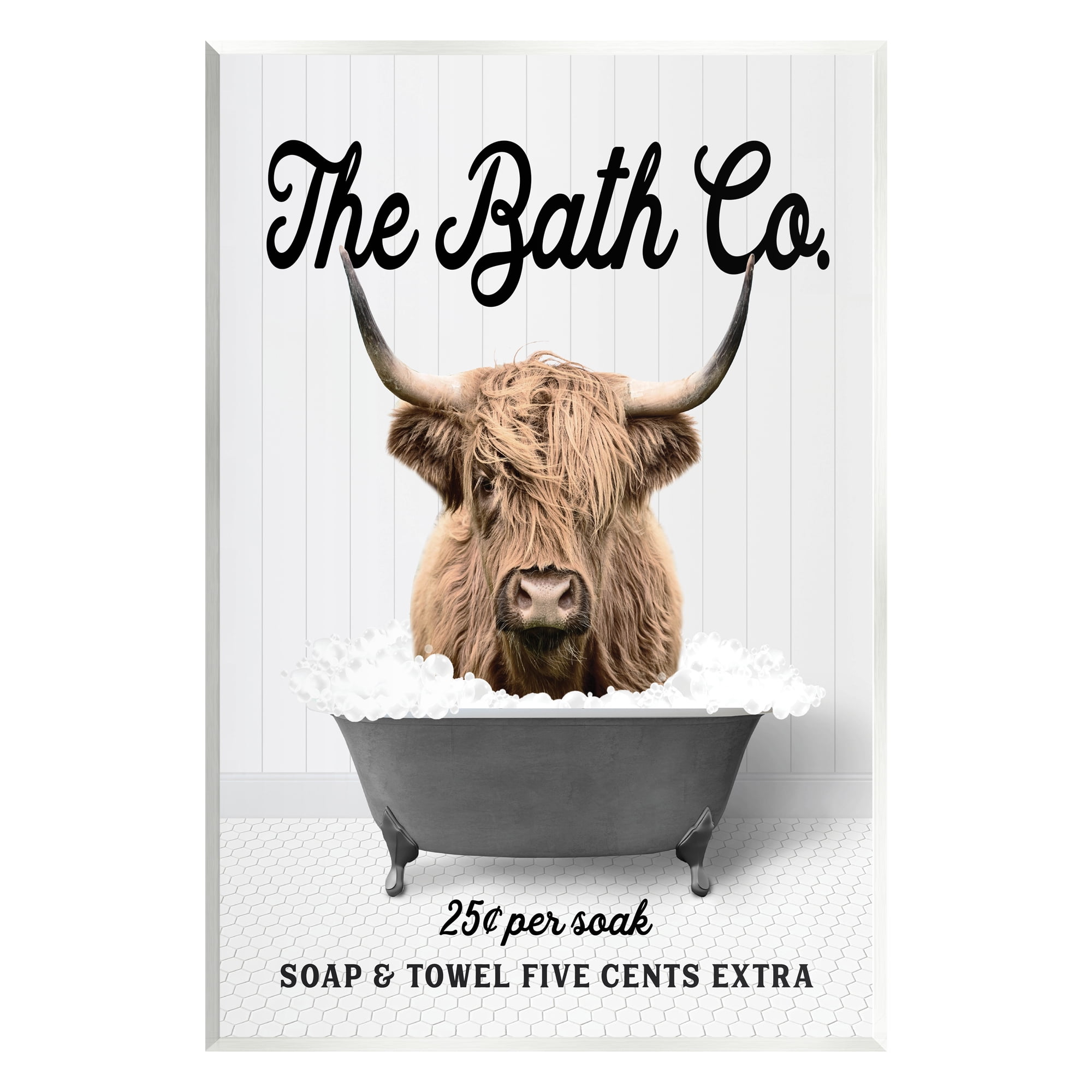 Stupell Industries Bubble Bath Highland Cow Animals & Insects Painting Unframed Art Print Wall Art, 10 x 15