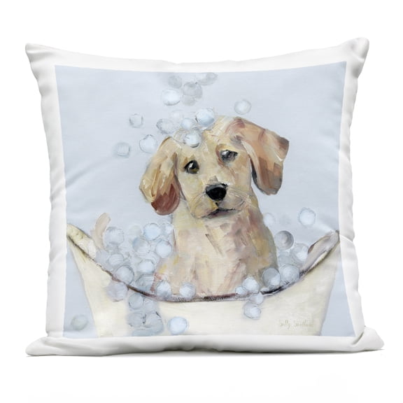 Stupell Industries Bubble Bath Lab Puppy Design by Sally Swatland Outdoor Printed Pillow
