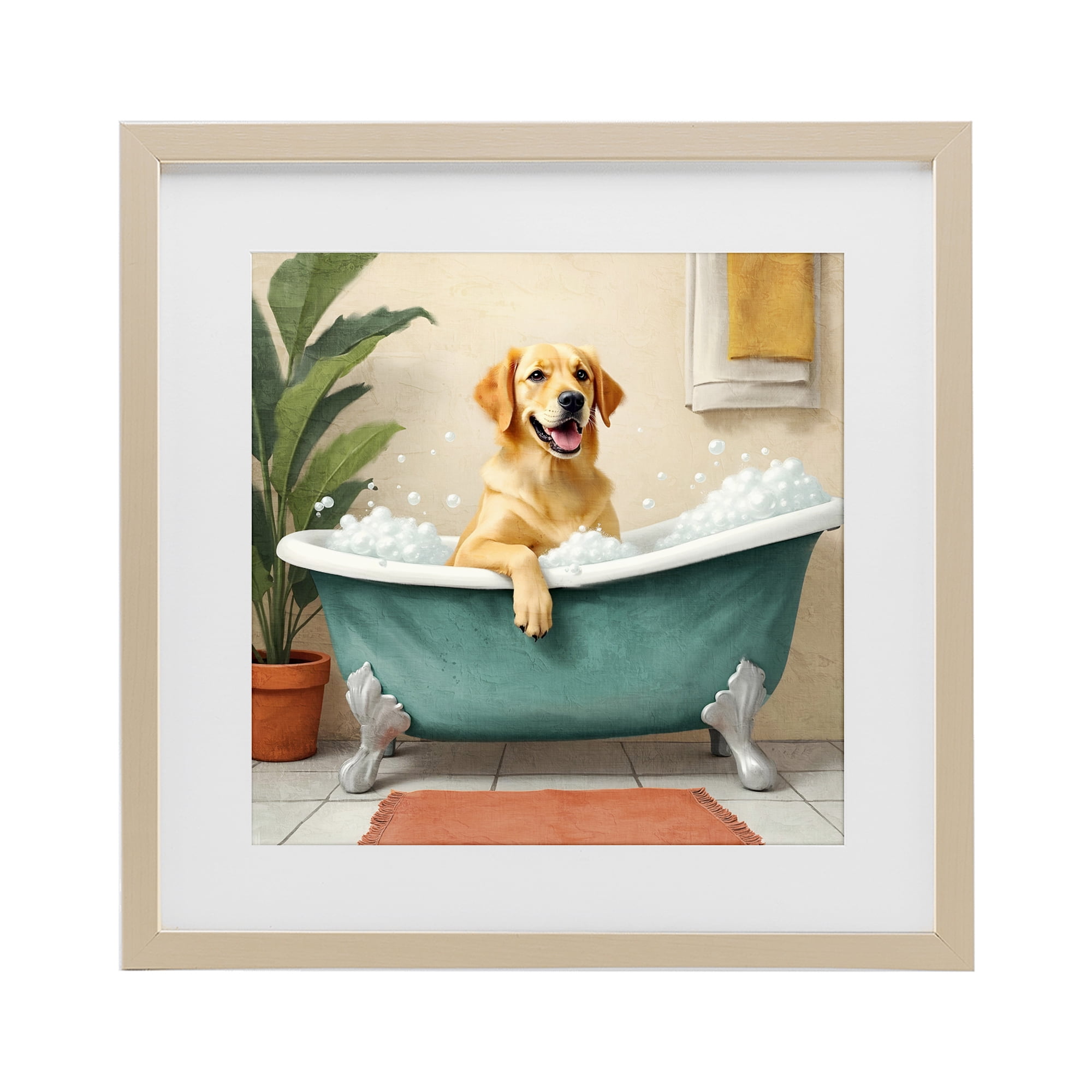 Stupell Industries Bubble Bath Labrador Dog Birch Framed Print Under Glass, design by Kim Allen