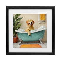 Stupell Industries Bubble Bath Labrador Dog Black Framed Print Under Glass design by Kim Allen, 13 x 13