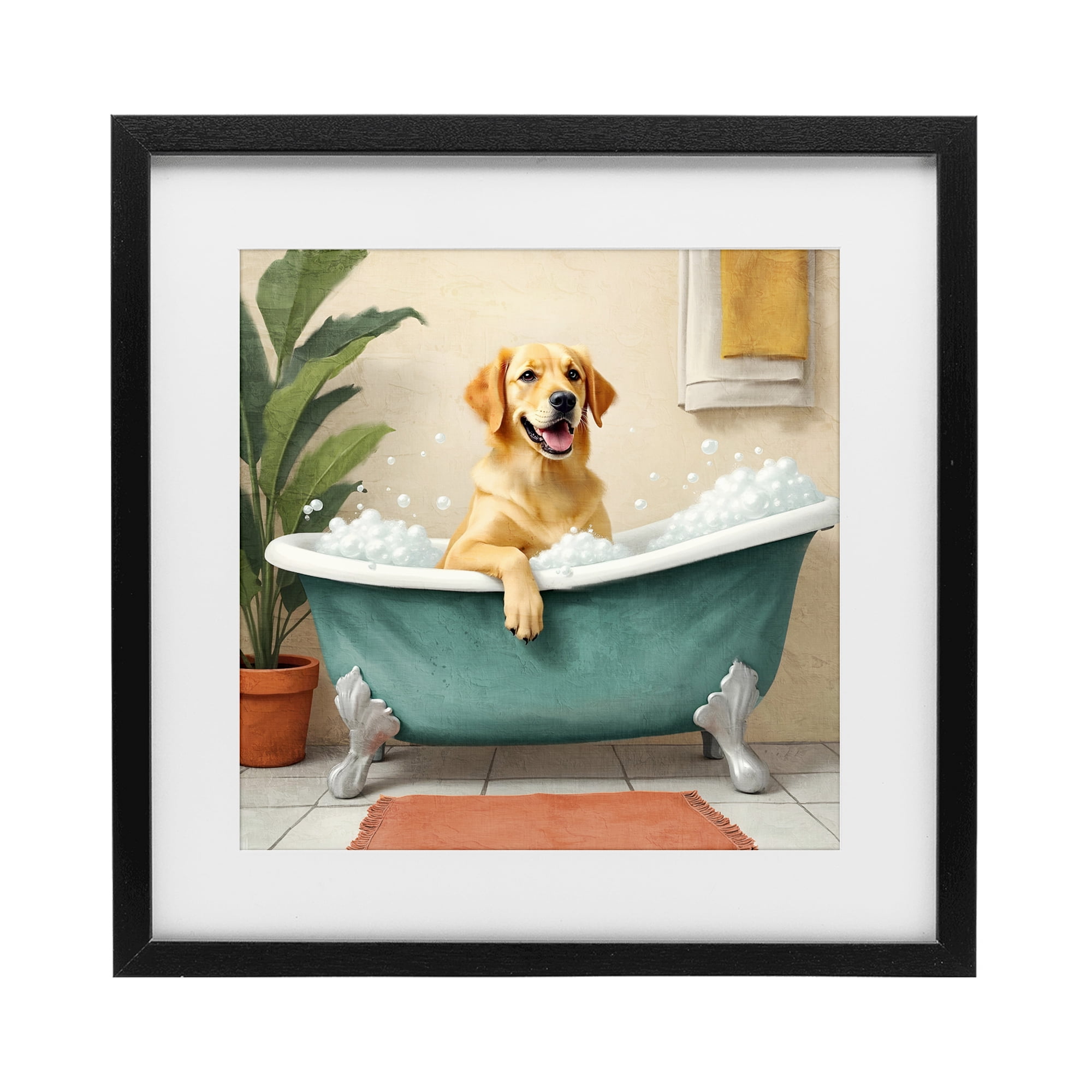 Stupell Industries Bubble Bath Labrador Dog Black Framed Print Under Glass, design by Kim Allen
