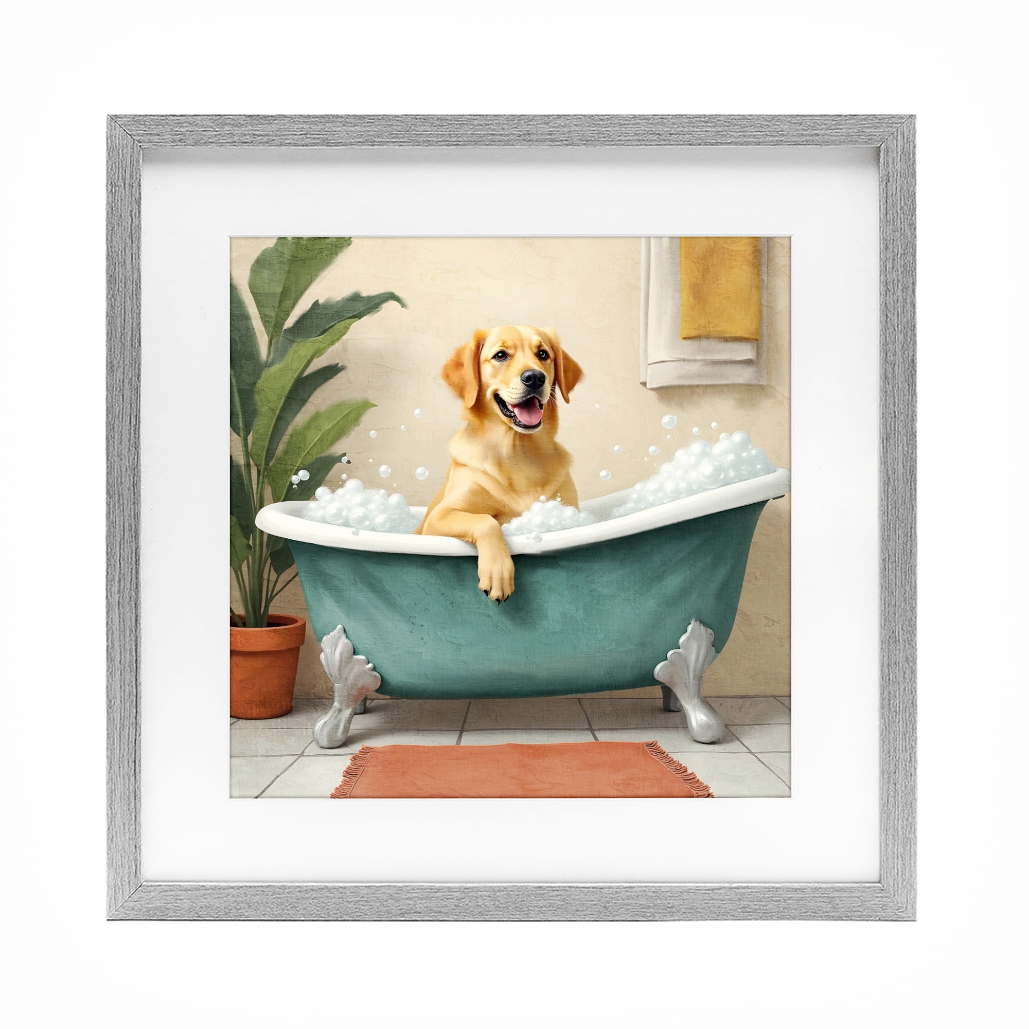 Stupell Industries Bubble Bath Labrador Dog Gray Framed Print Under Glass, design by Kim Allen