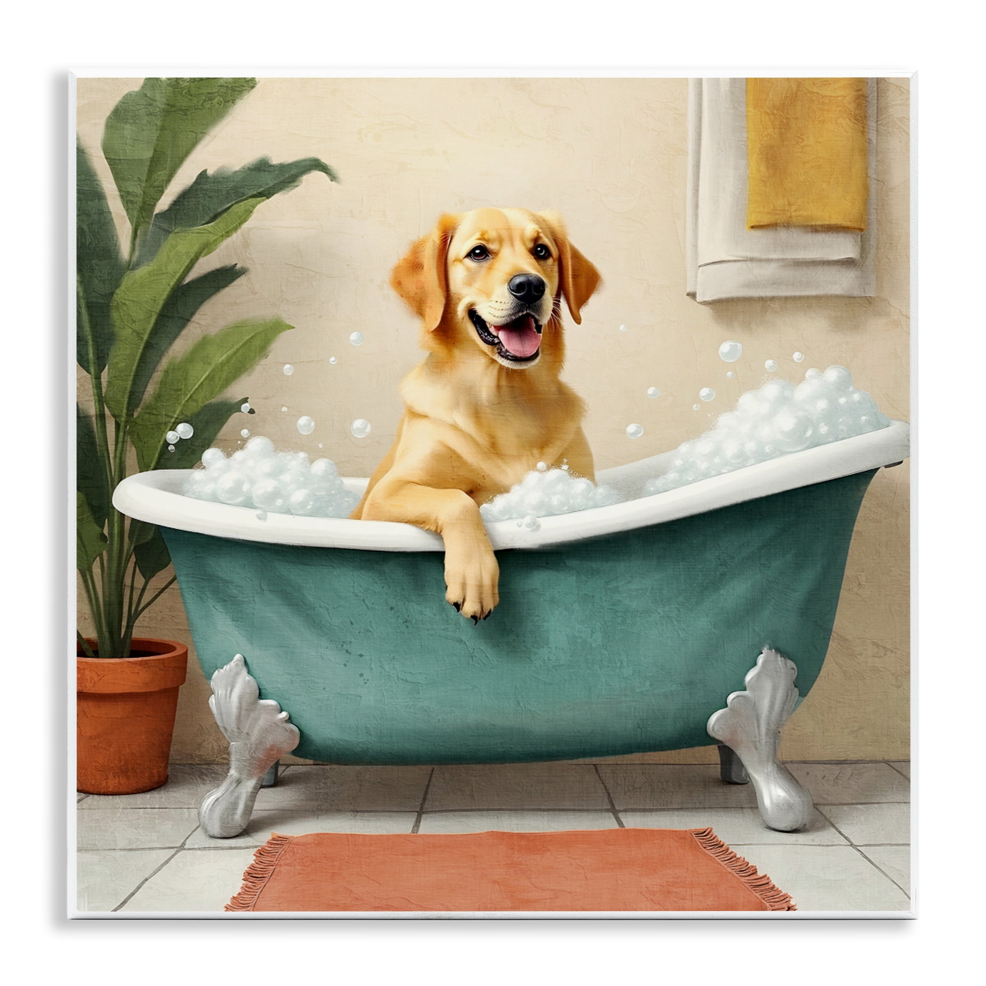 Stupell Industries Bubble Bath Labrador Dog Wall Plaque Art, design by Kim Allen