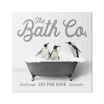Stupell Industries Bubble Bath Penguins Animals & Insects Painting Gallery Wrapped Canvas Print Wall Art, 17 x 17