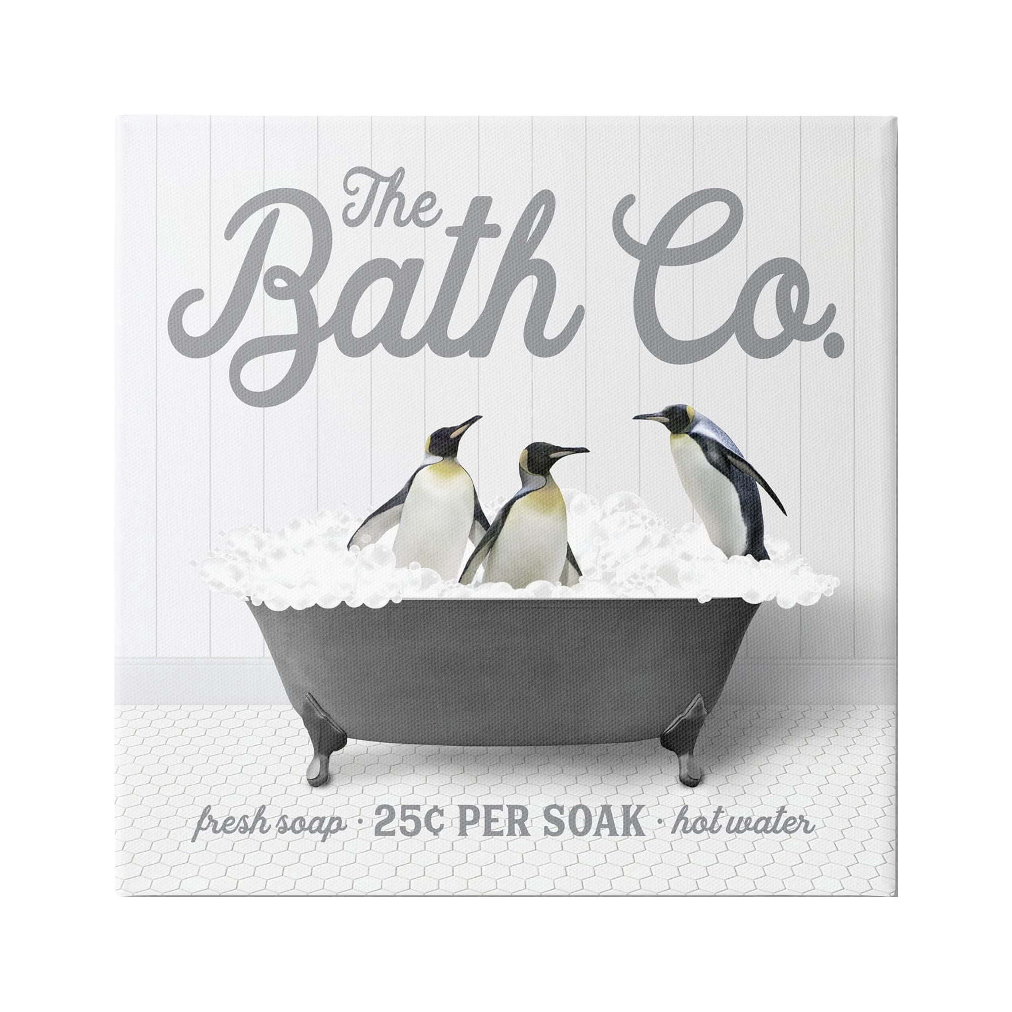 Stupell Industries Bubble Bath Penguins Animals & Insects Painting Gallery Wrapped Canvas Print Wall Art, 36 x 36