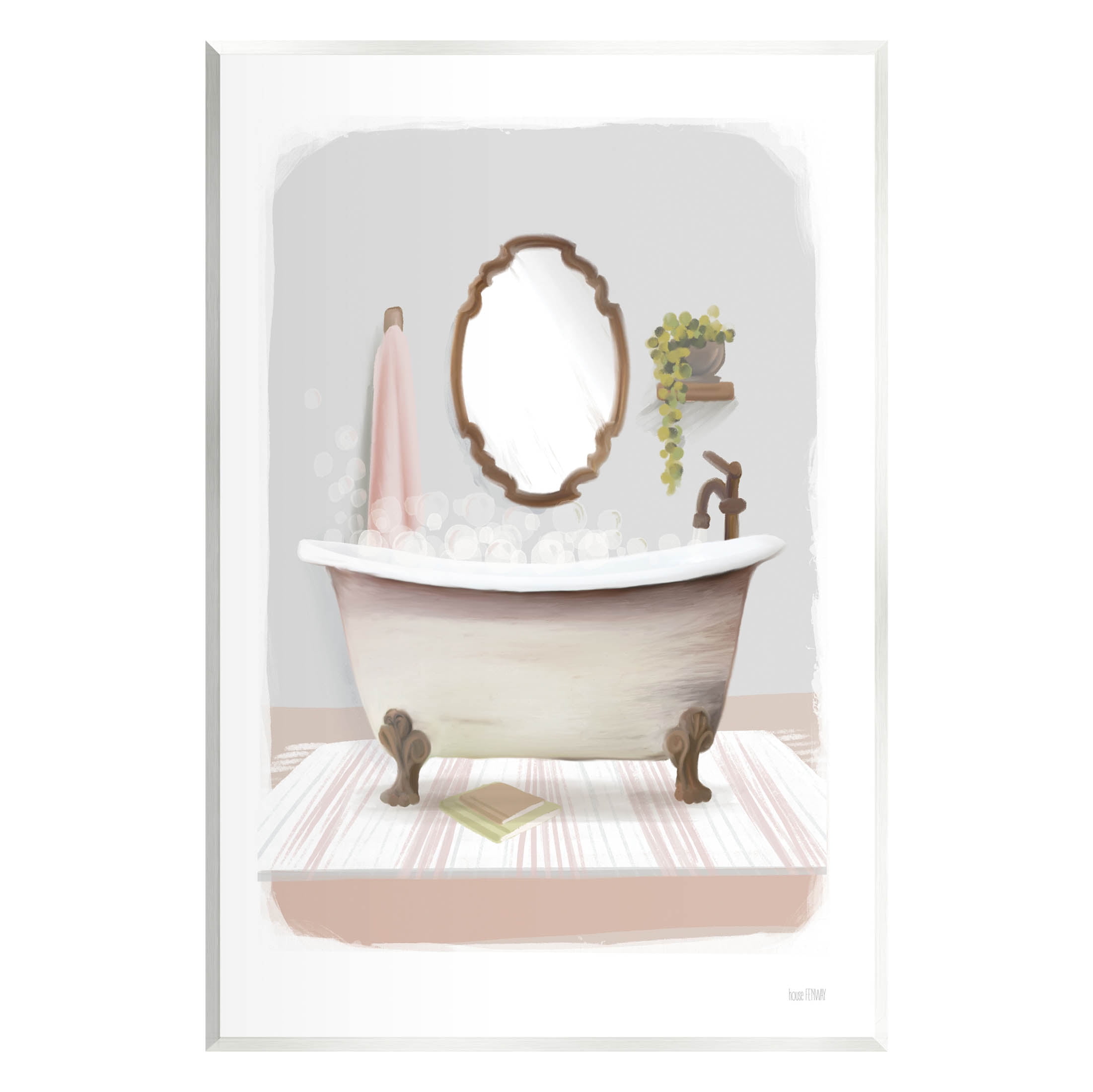Bubble Bath Tub Bathroom Wood Wall Art, 10 x 15 Inch