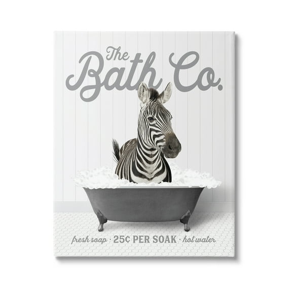 Stupell Industries Bubble Bath Zebra Animals & Insects Painting Gallery Wrapped Canvas Print Wall Art, 16 x 20