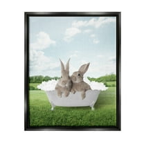 Stupell Industries Bubble Bath in Field Nature Painting Black Floater Framed Art Print Wall Art, 17 x 21
