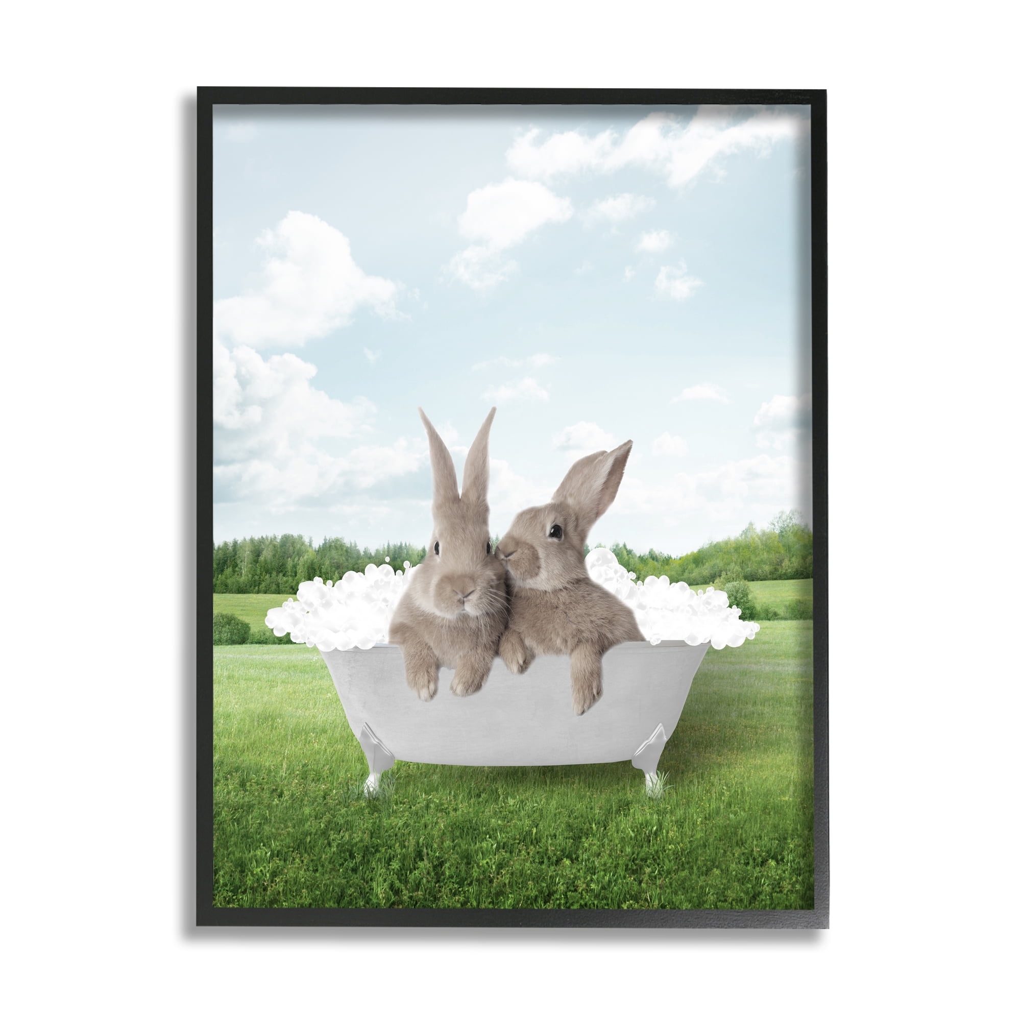 Stupell Industries Bubble Bath in Field Nature Painting Black Framed Art Print Wall Art, 11 x 14