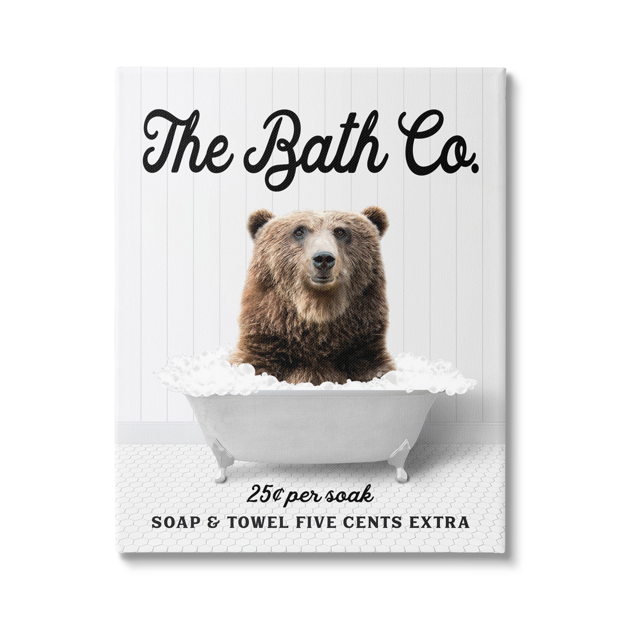Stupell Industries Bubble Bathtub Bear Animals & Insects Painting Gallery Wrapped Canvas Print Wall Art, 36 x 48