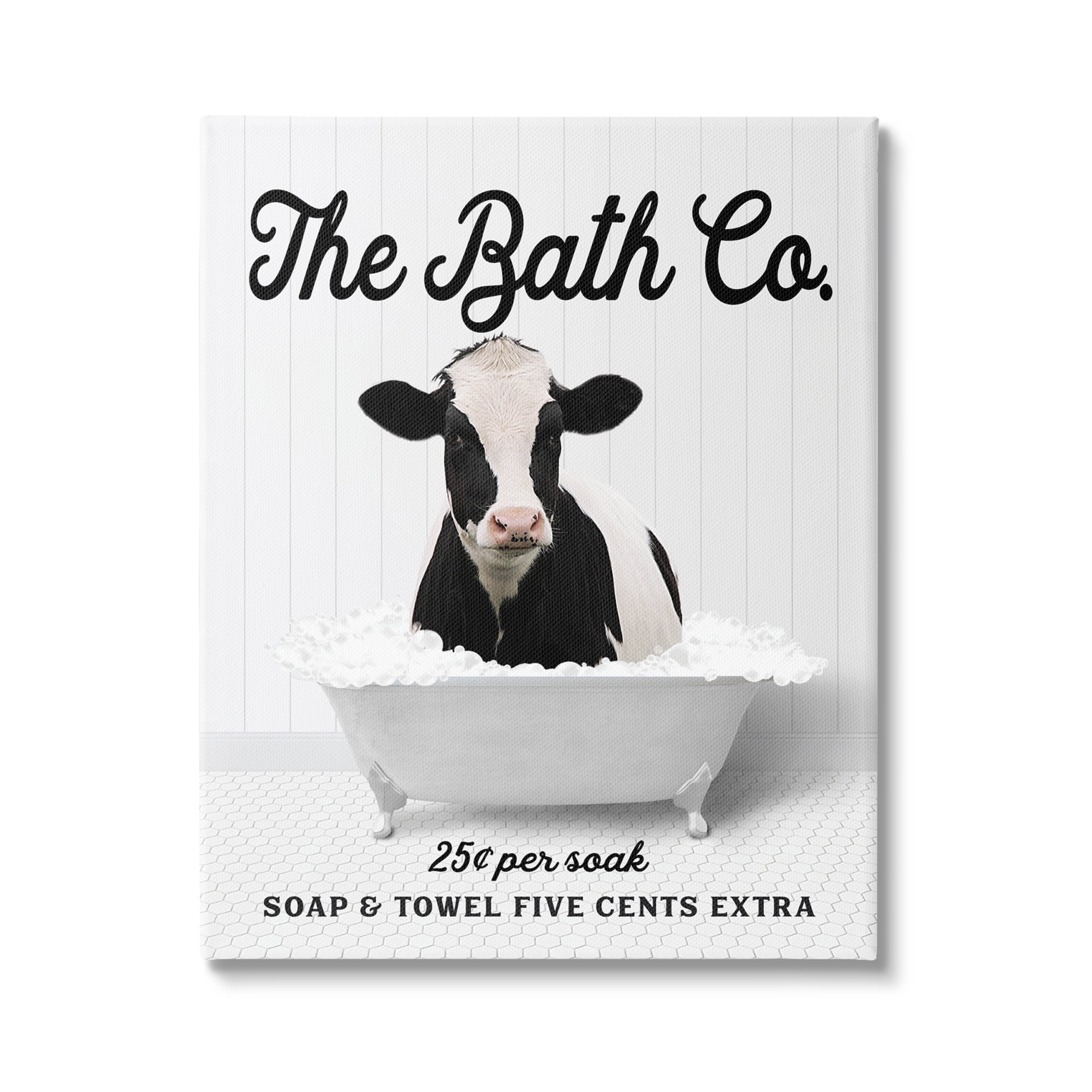 Stupell Industries Bubble Bathtub Cow Animals & Insects Painting Gallery Wrapped Canvas Print Wall Art, 24 x 30