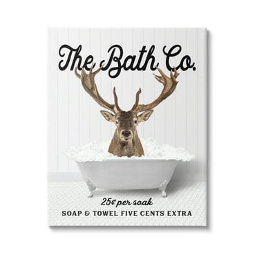 Stupell Industries Bubble Bathtub Deer Animals & Insects Painting Gallery Wrapped Canvas Print Wall Art, 16 x 20