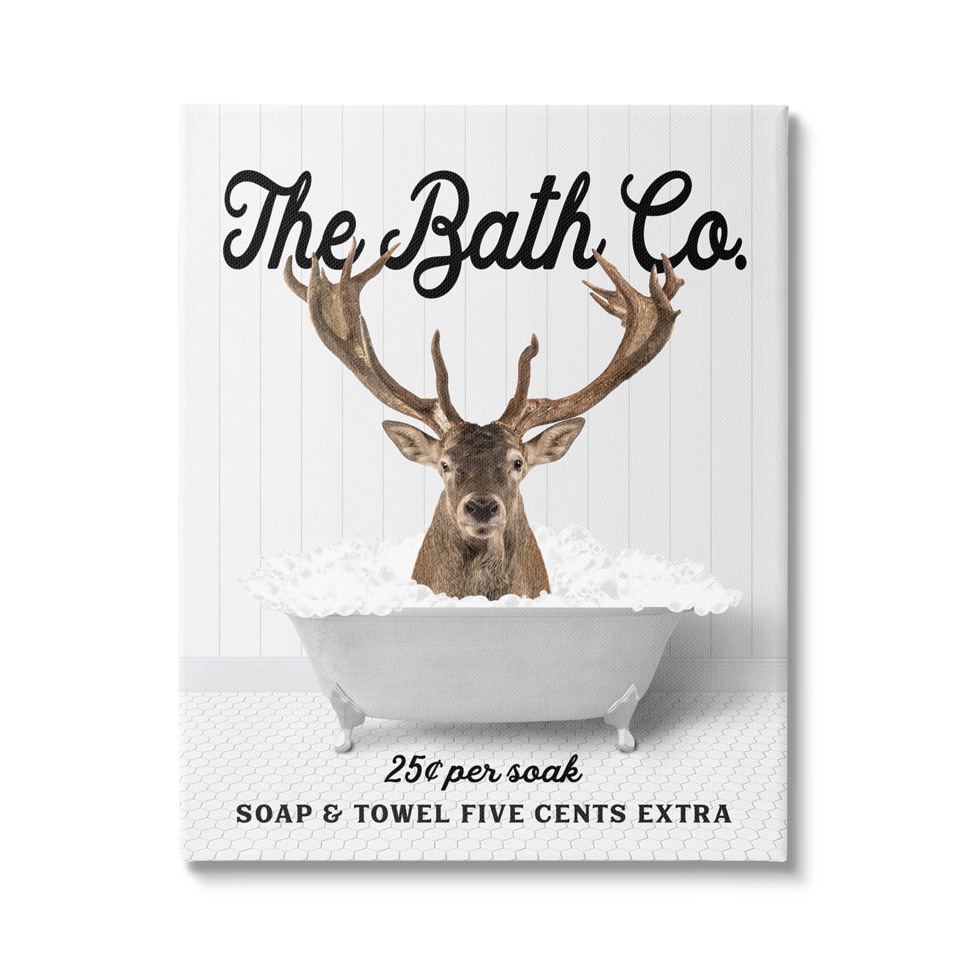 Stupell Industries Bubble Bathtub Deer Animals & Insects Painting Gallery Wrapped Canvas Print Wall Art, 24 x 30