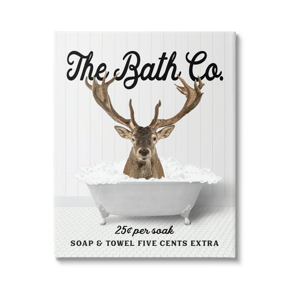 Stupell Industries Bubble Bathtub Deer Animals & Insects Painting Gallery Wrapped Canvas Print Wall Art, 24 x 30