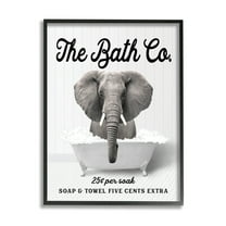 Stupell Industries Bubble Bathtub Elephant Animals & Insects Painting Black Framed Art Print Wall Art, 11 x 14