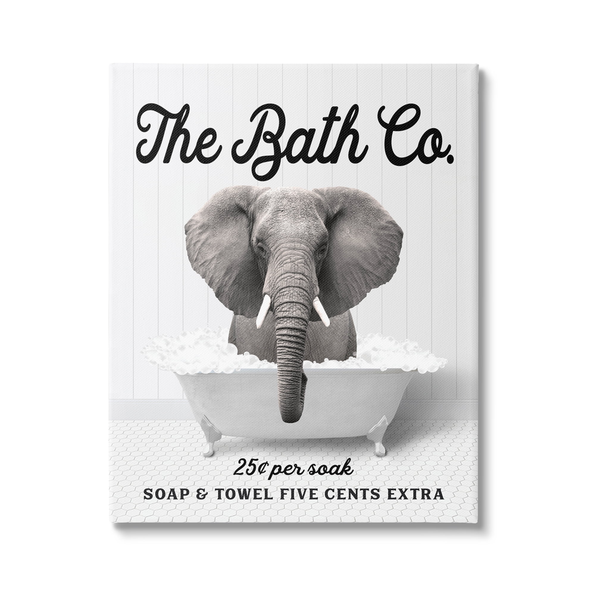 Stupell Industries Bubble Bathtub Elephant Animals & Insects Painting Gallery Wrapped Canvas Print Wall Art, 24 x 30