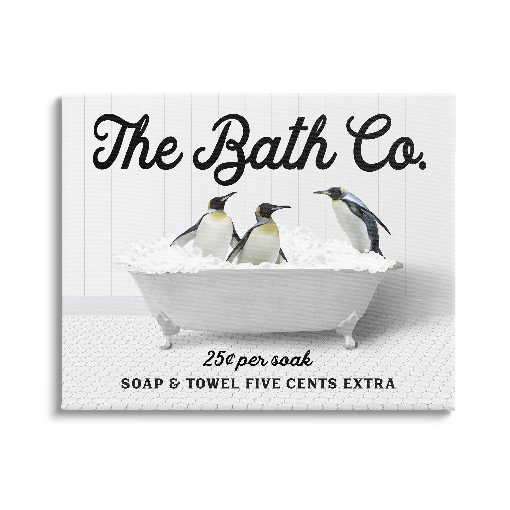 Stupell Industries Bubble Bathtub Penguins Animals & Insects Painting Gallery Wrapped Canvas Print Wall Art, 30 x 24