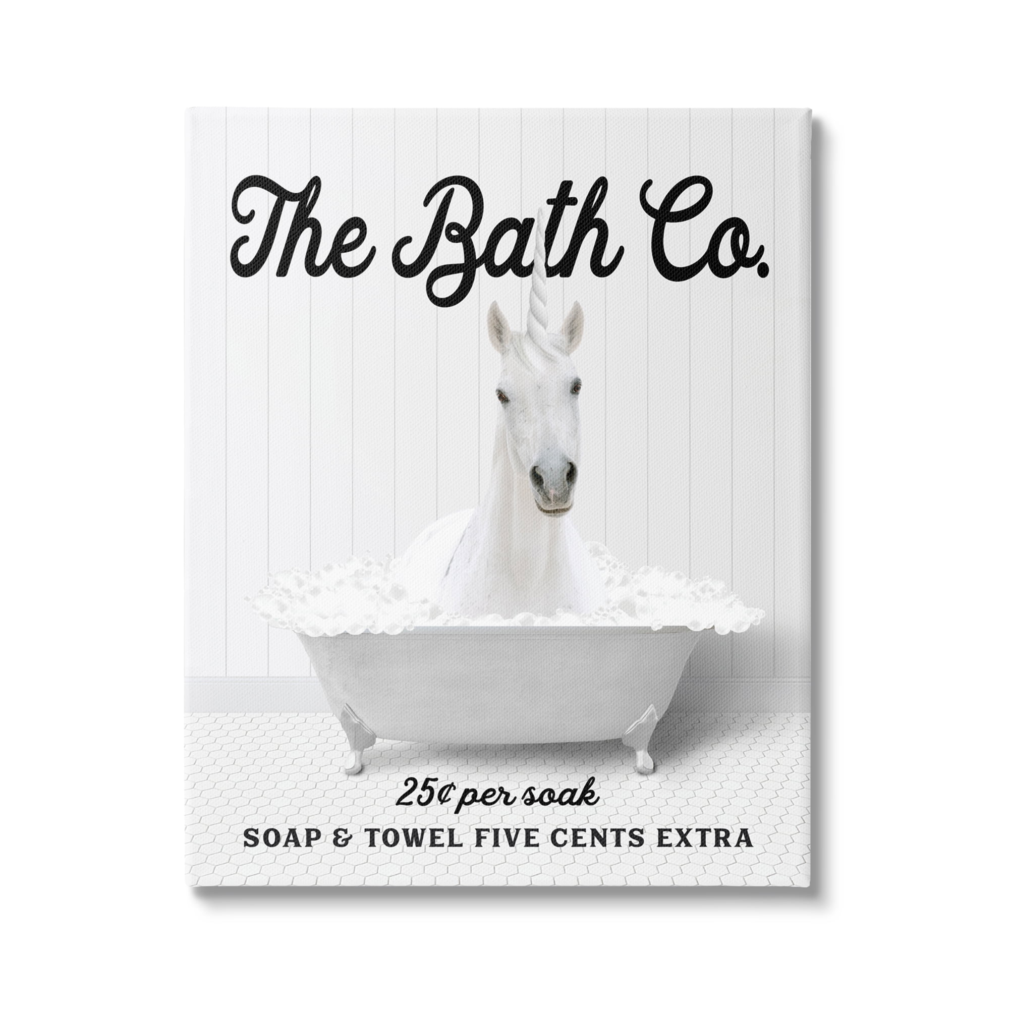 Stupell Industries Bubble Bathtub Unicorn Animals & Insects Painting Gallery Wrapped Canvas Print Wall Art, 30 x 40