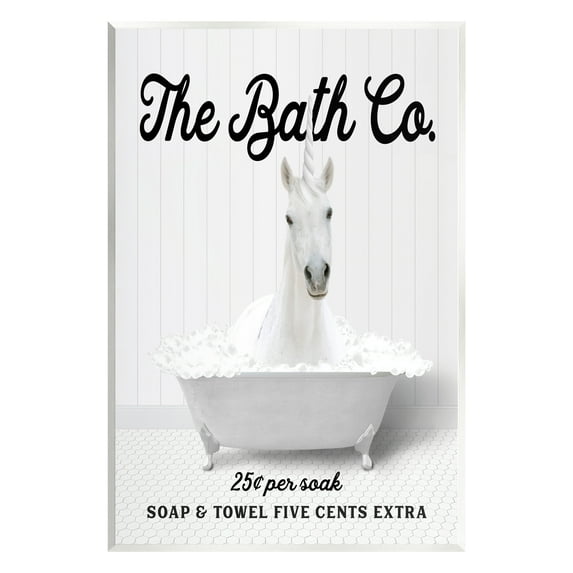 Stupell Industries Bubble Bathtub Unicorn Animals & Insects Painting Unframed Art Print Wall Art, 13 x 19