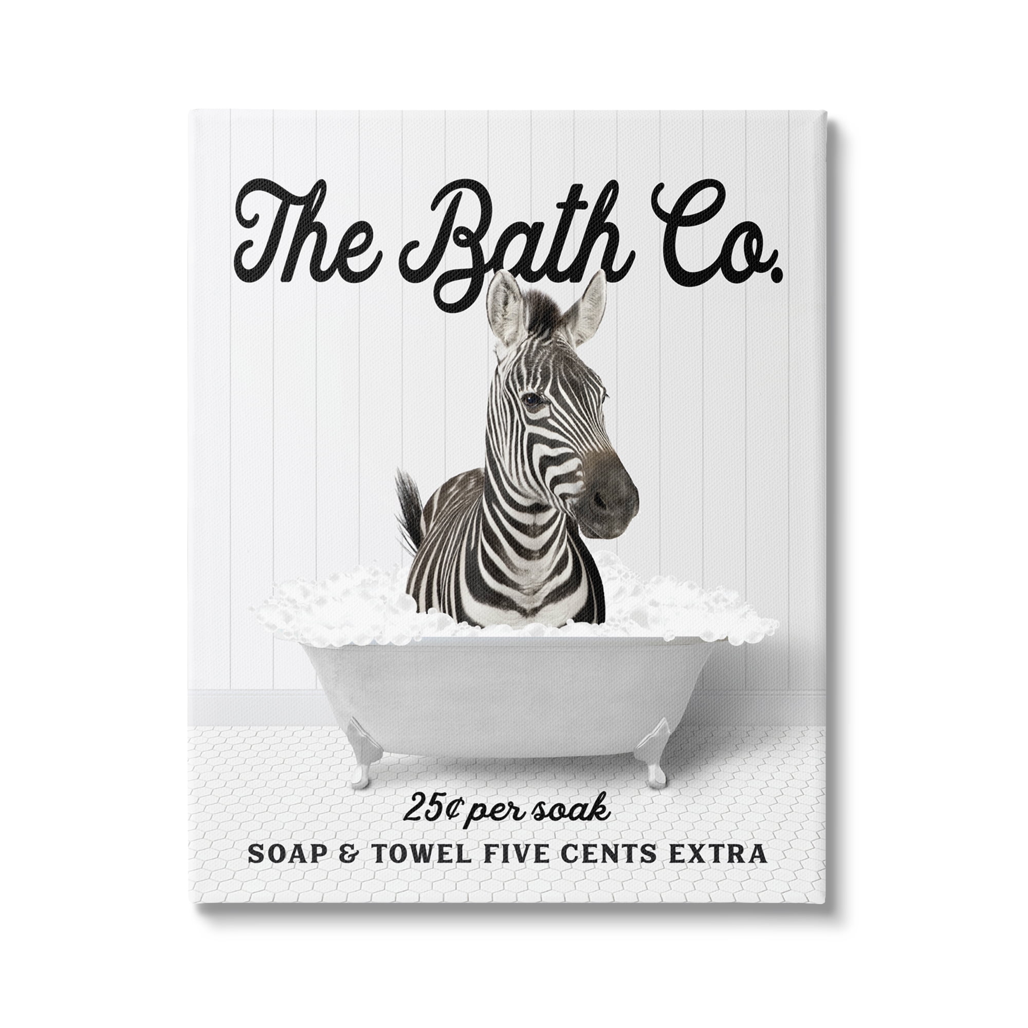 Black and White Zebra in Bathtub Canvas Wall Art, 16 x 20