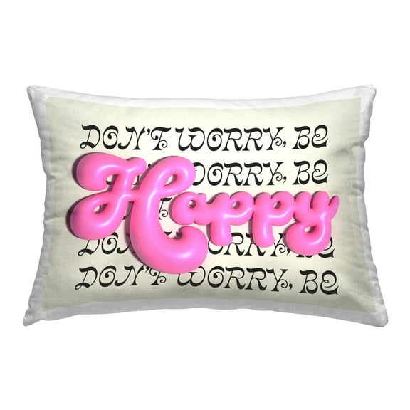 Stupell Industries Bubble Letters Happy Decorative Printed Throw Pillow Design by Victoria Barnes .