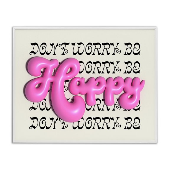 Stupell Industries Bubble Letters Happy Text & Numbers Painting White Framed Art Print Wall Art, 14 x 11