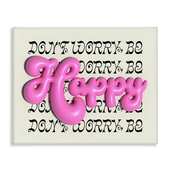 Stupell Industries Bubble Letters Happy Text & Numbers Painting Wrapped Canvas Art Print Wall Art, 20 x 16