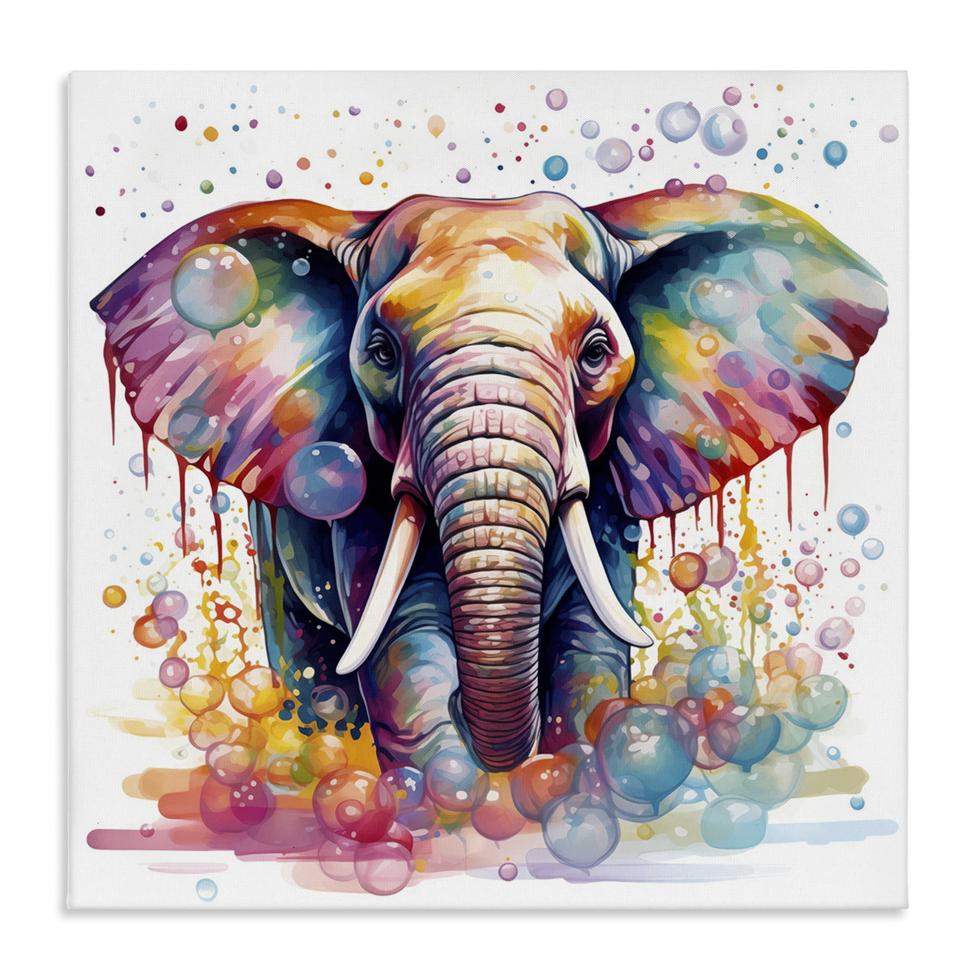 Stupell Industries Bubble Pattern Elephant Bath & Laundry Painting Wrapped Canvas Art Print Wall Art, 24 x 24