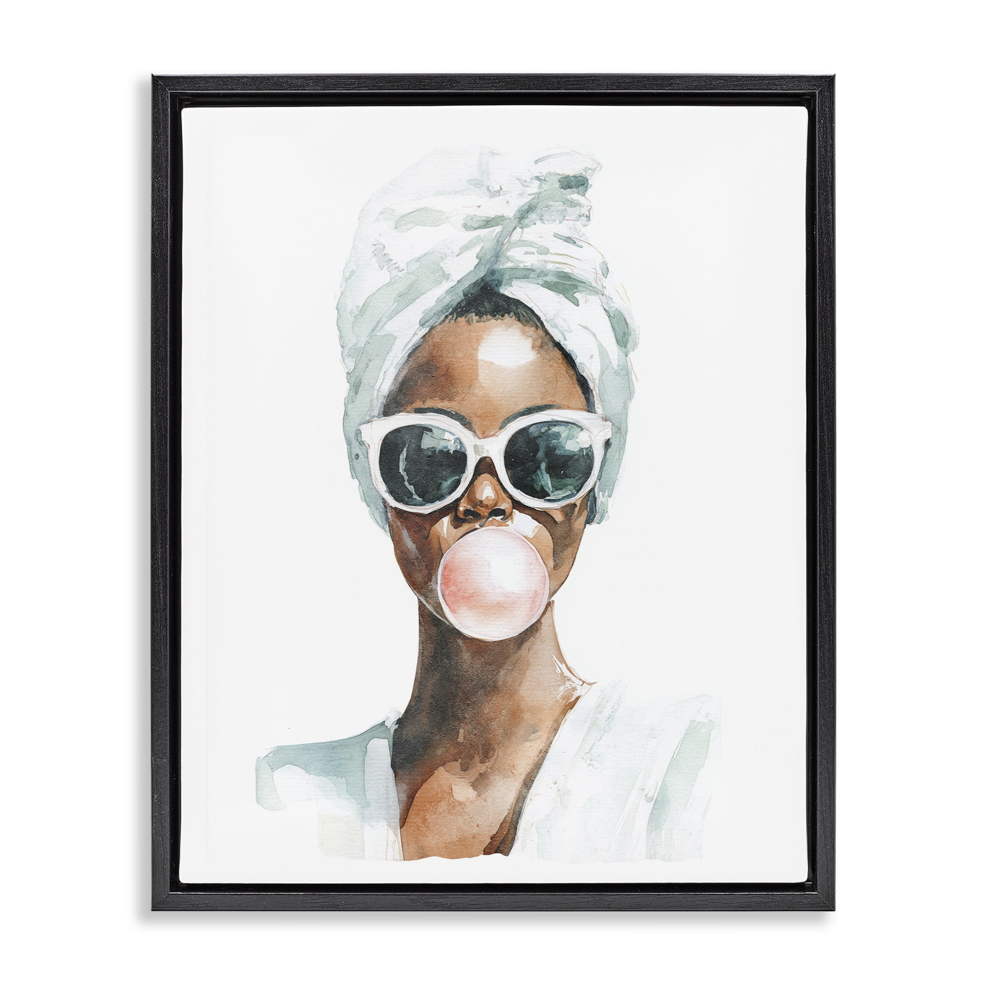 Stupell Industries Bubble Reverie Female Black Framed Floater Canvas Wall Art, design by Svetlana Aleynikova